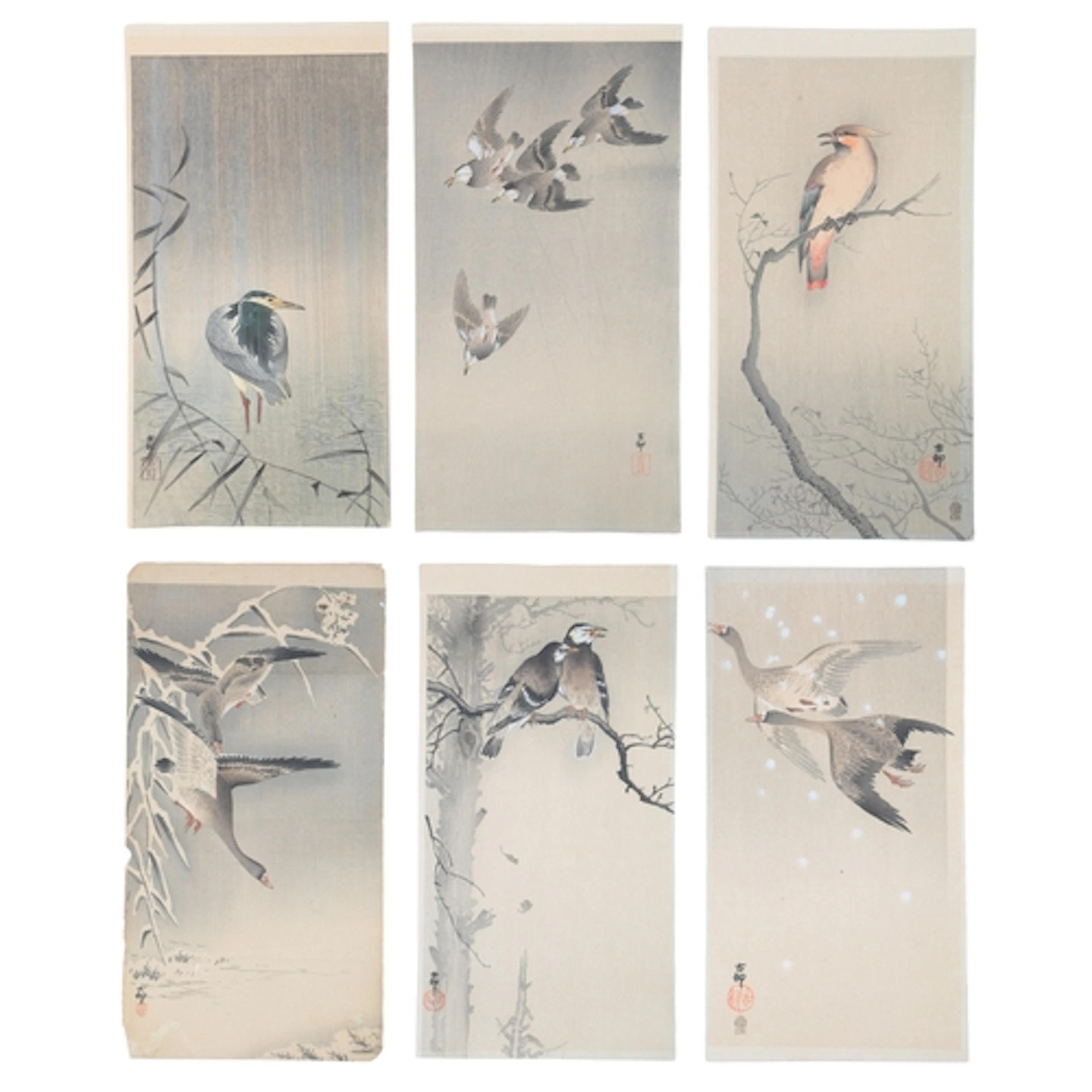 Ohara Koson (Japanese, 1877-1945) Various birds in flight s...