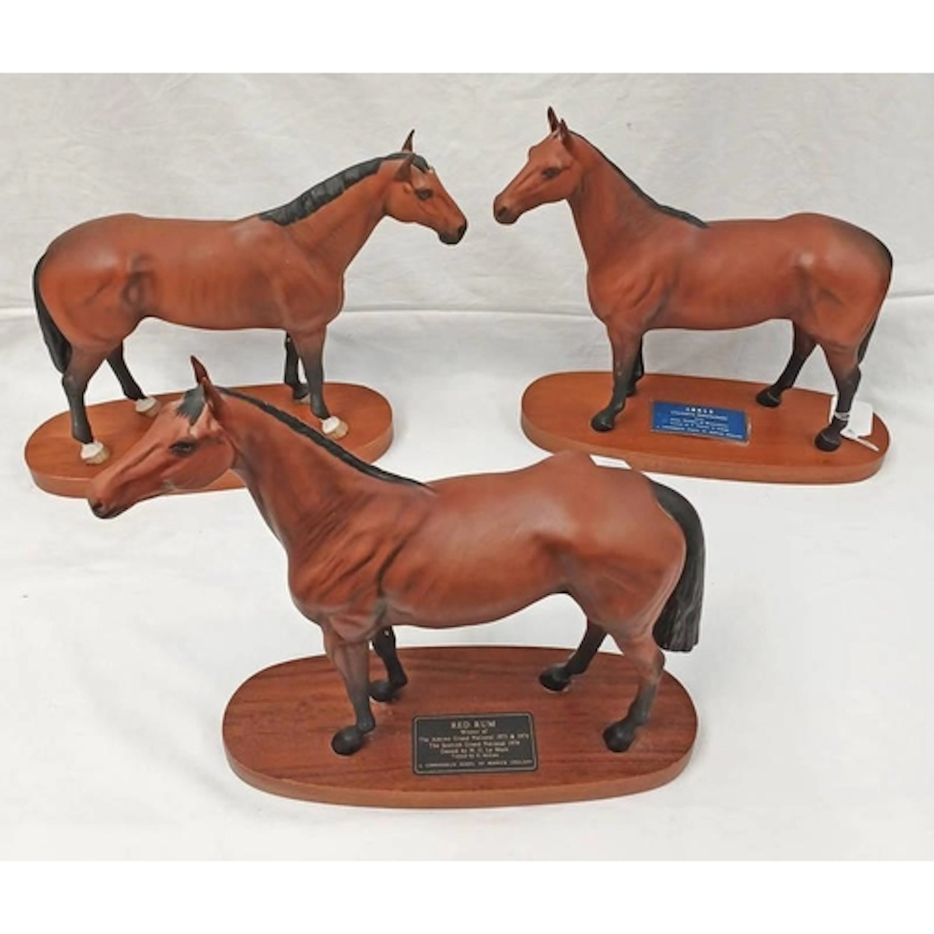 3 BESWICK HORSES ON WOODEN BASES: ARKLE, RED RUM & NIJINSKY