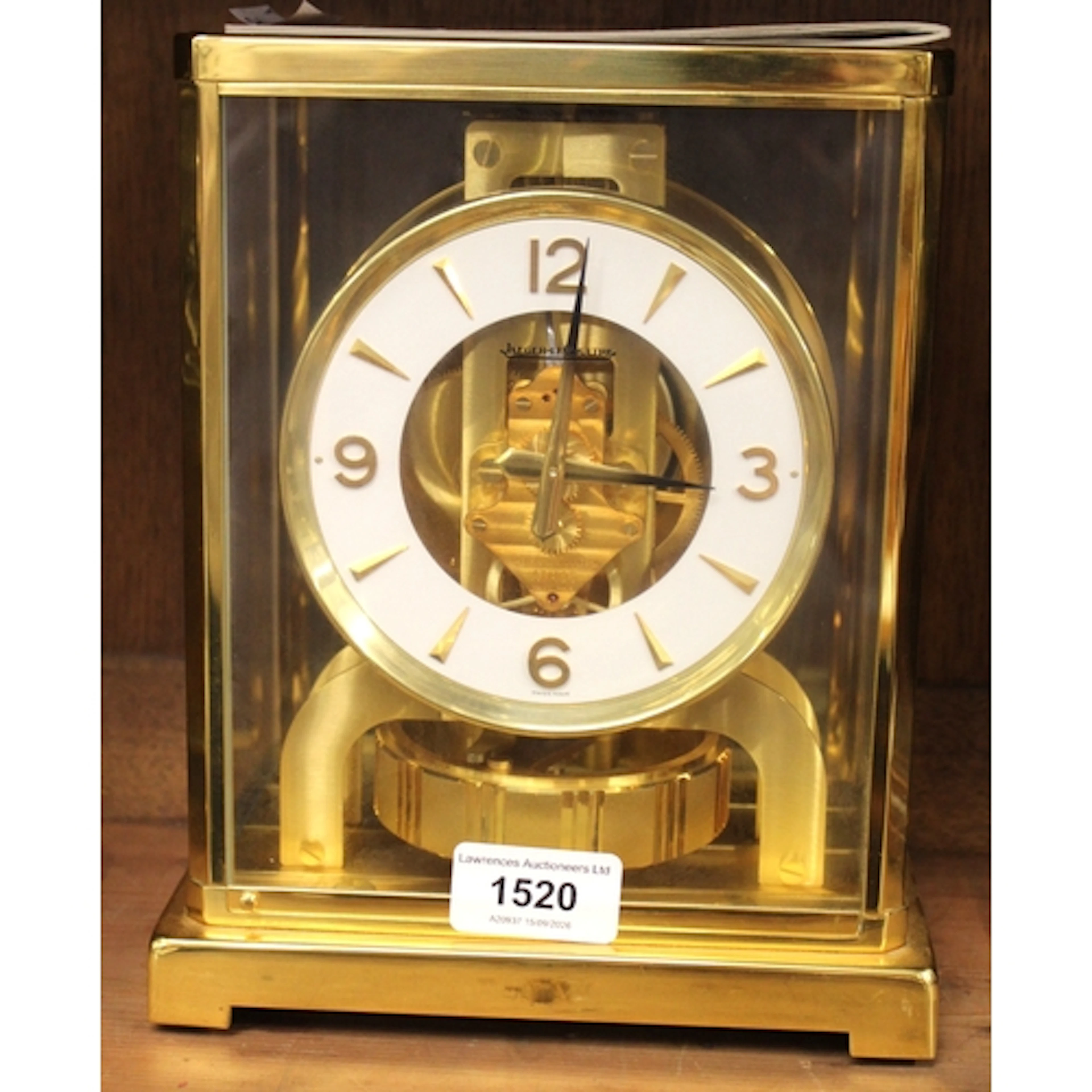 Jaeger Le Coultre Atmos clock with brass case and original b...