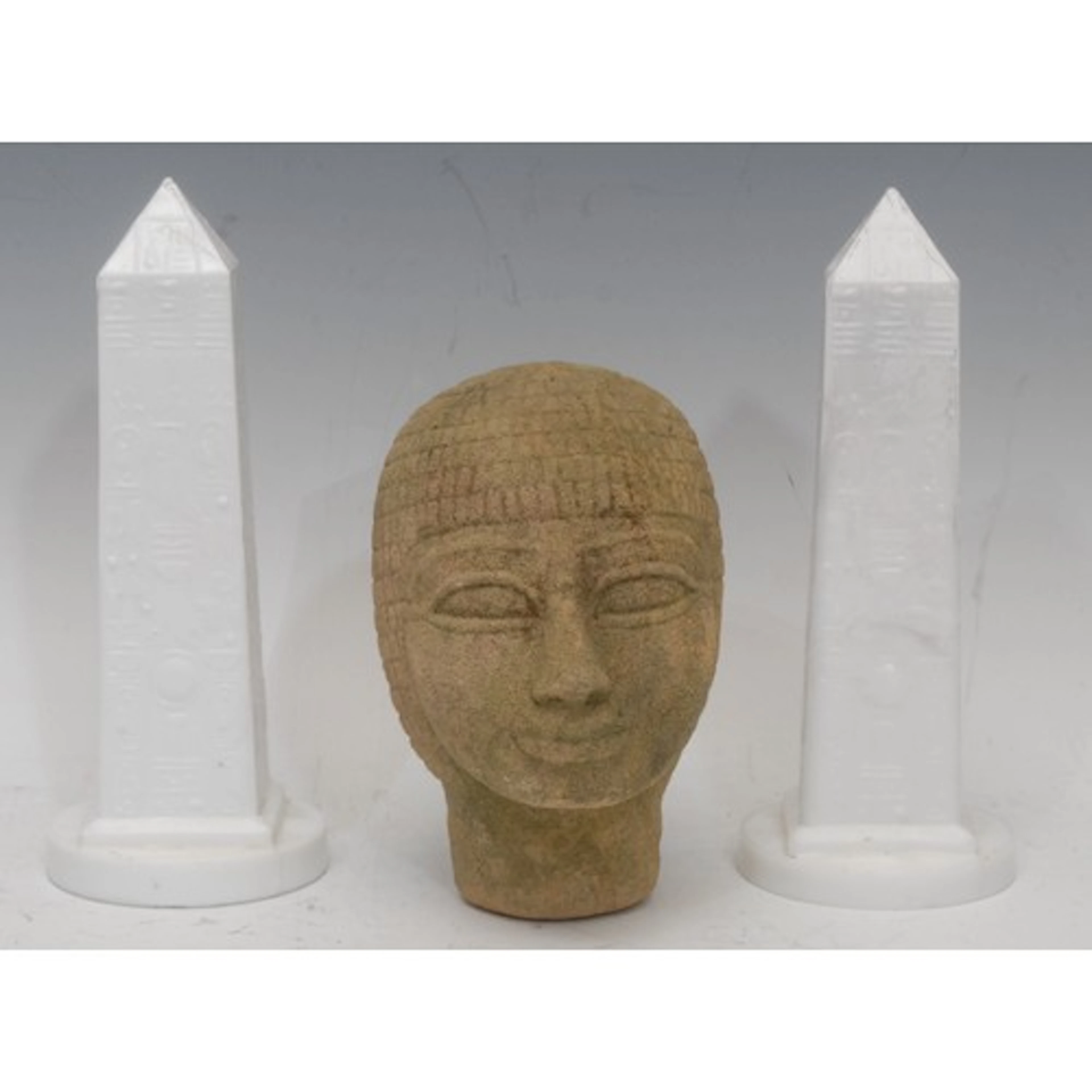 A pair of 19th century pressed opaque glass obelisks, after ...