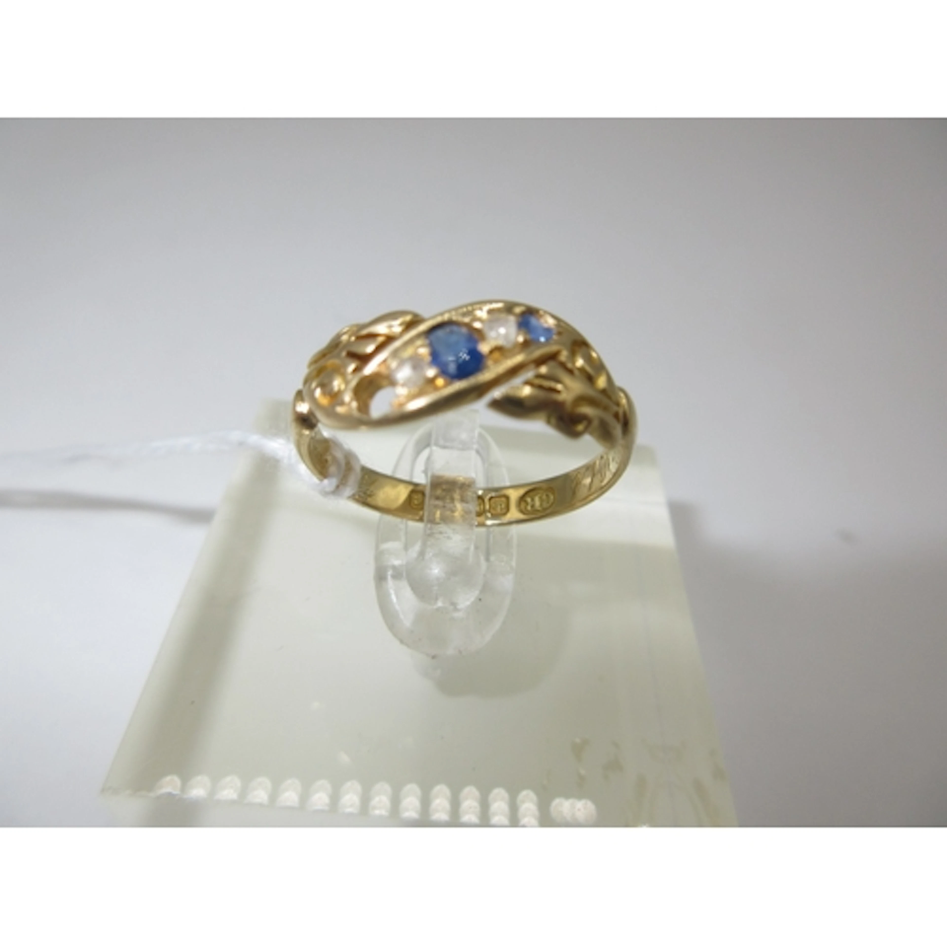 18ct Gold Sapphire and Diamond Ring, Size N, 2.72g, one ston...