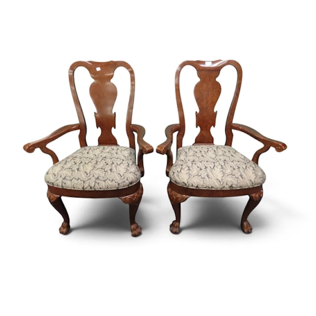 A pair of 20th century Queen Anne style faux tortoiseshell f...
