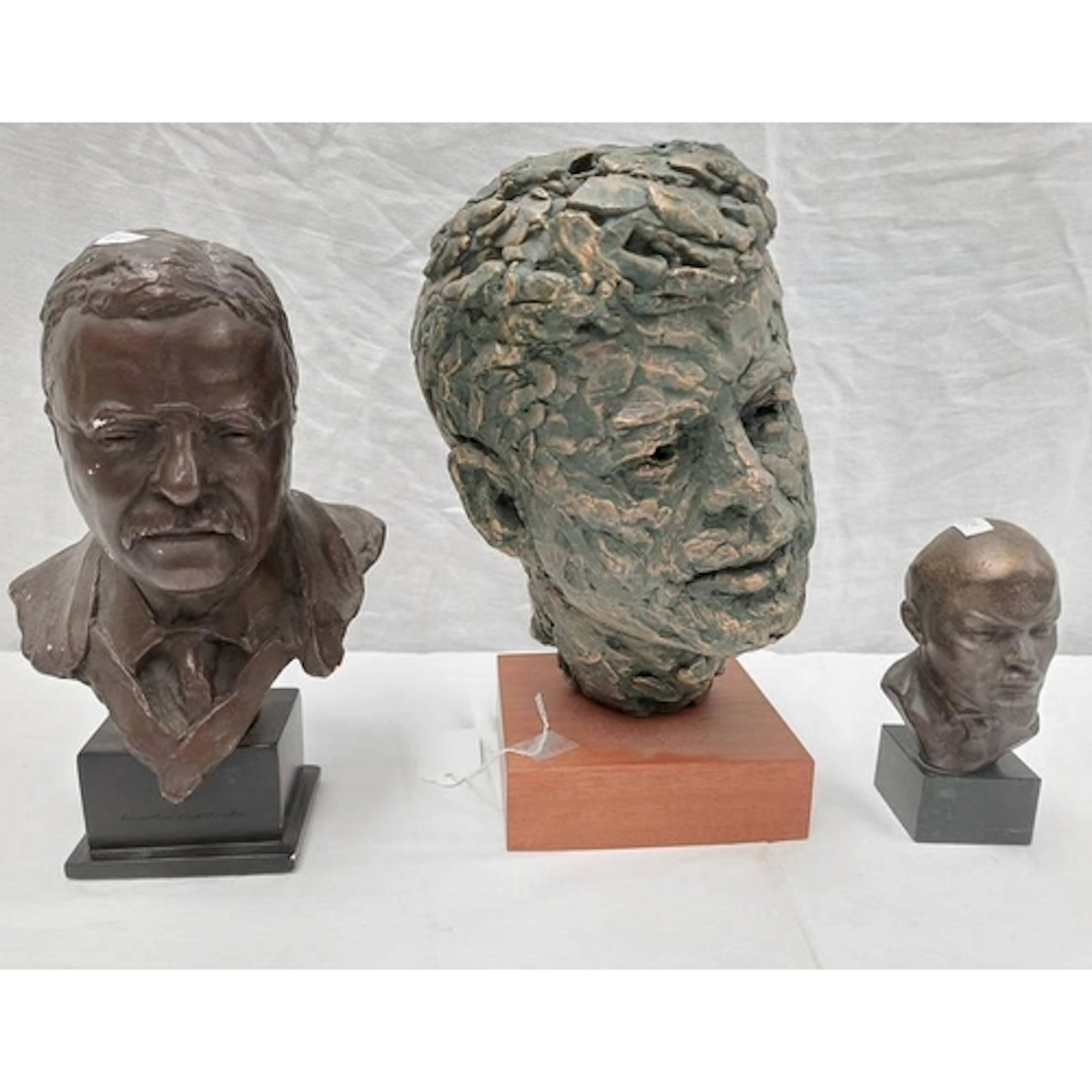 3 PORTRAIT BUSTS: PRESIDENTS THEODORE ROOSEVELT & JOHN F KEN...