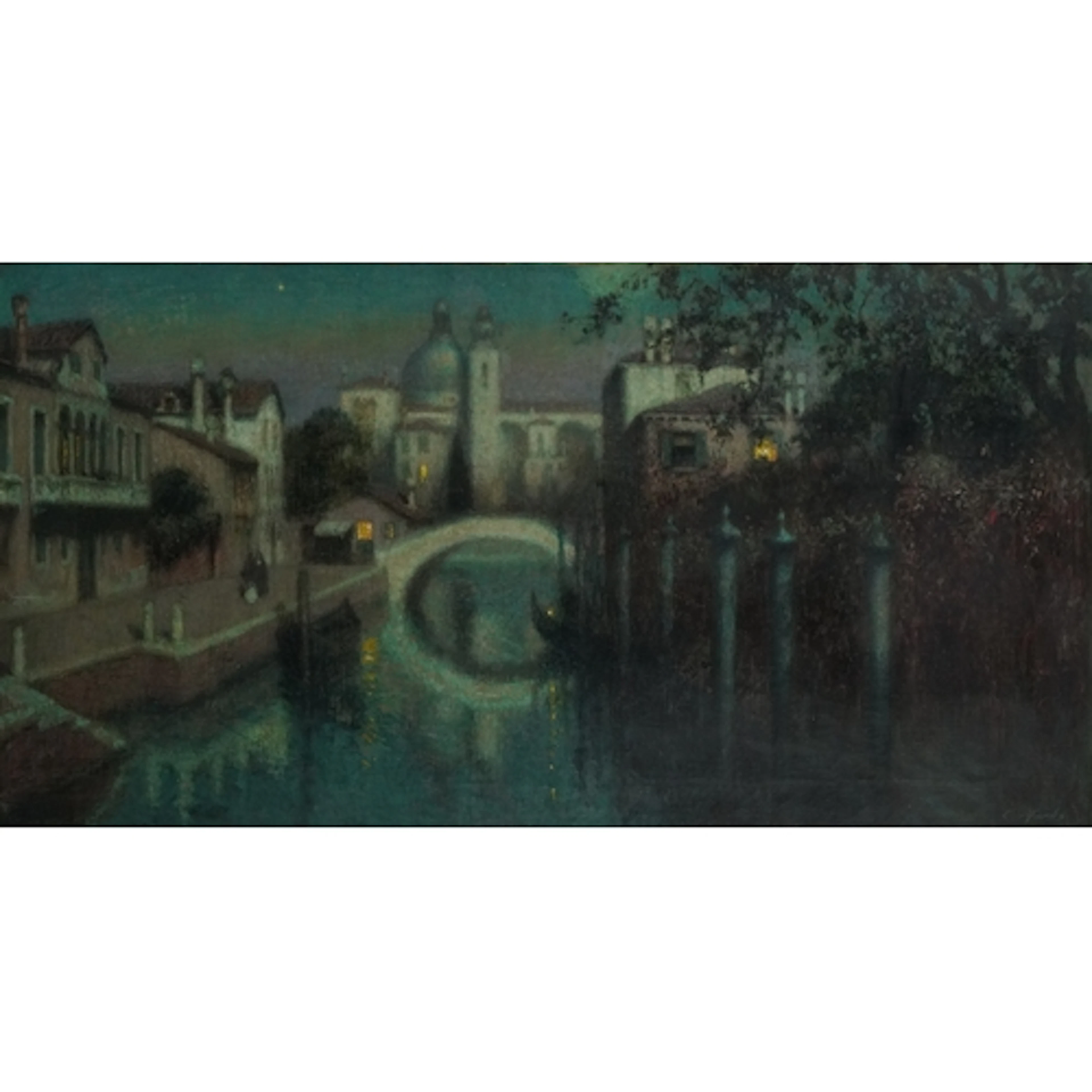 Manner of Claude Marks - Venetian canal at night time, large...