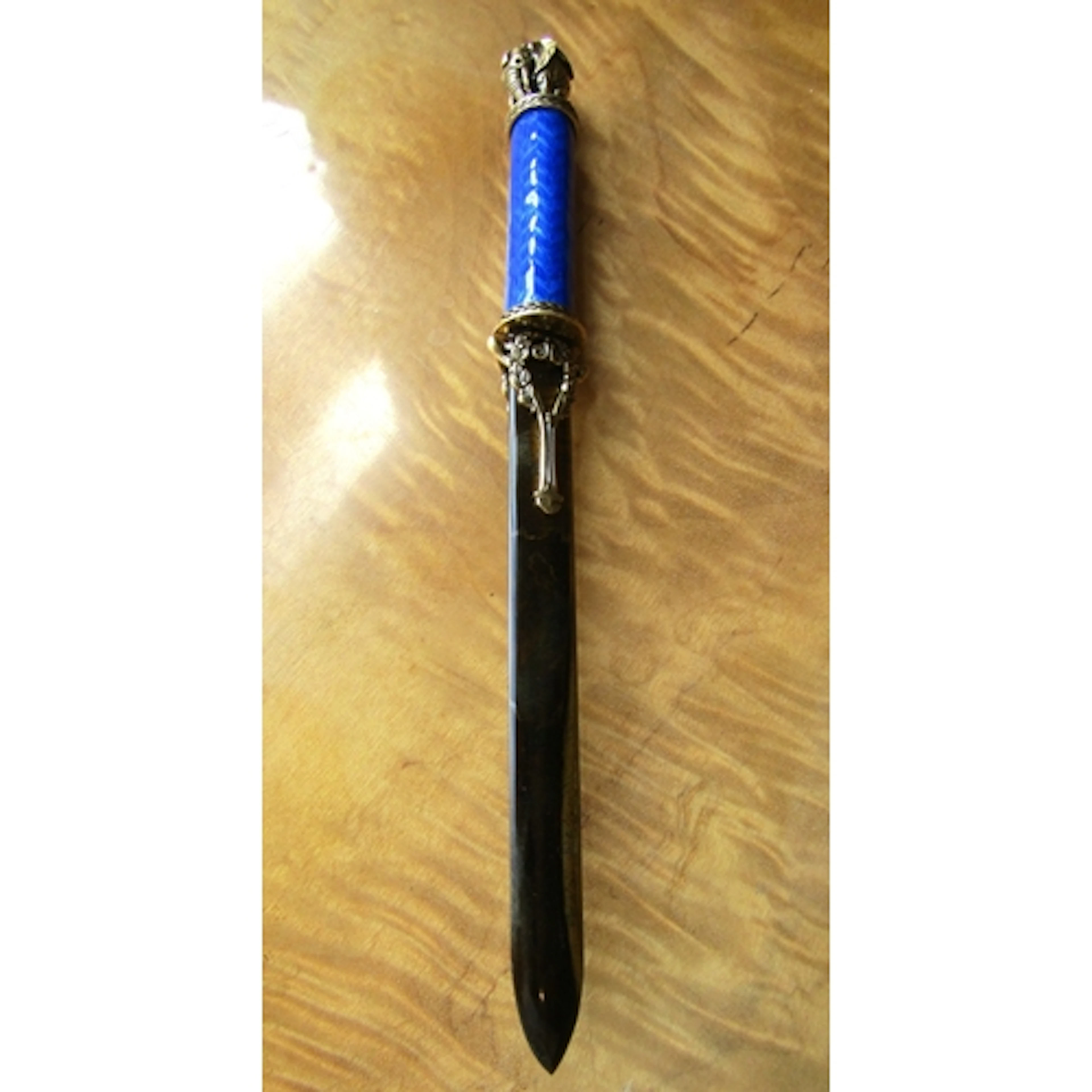 Unusual Elephant Motif Decorated Page Turner Tiger's Eye Pol...
