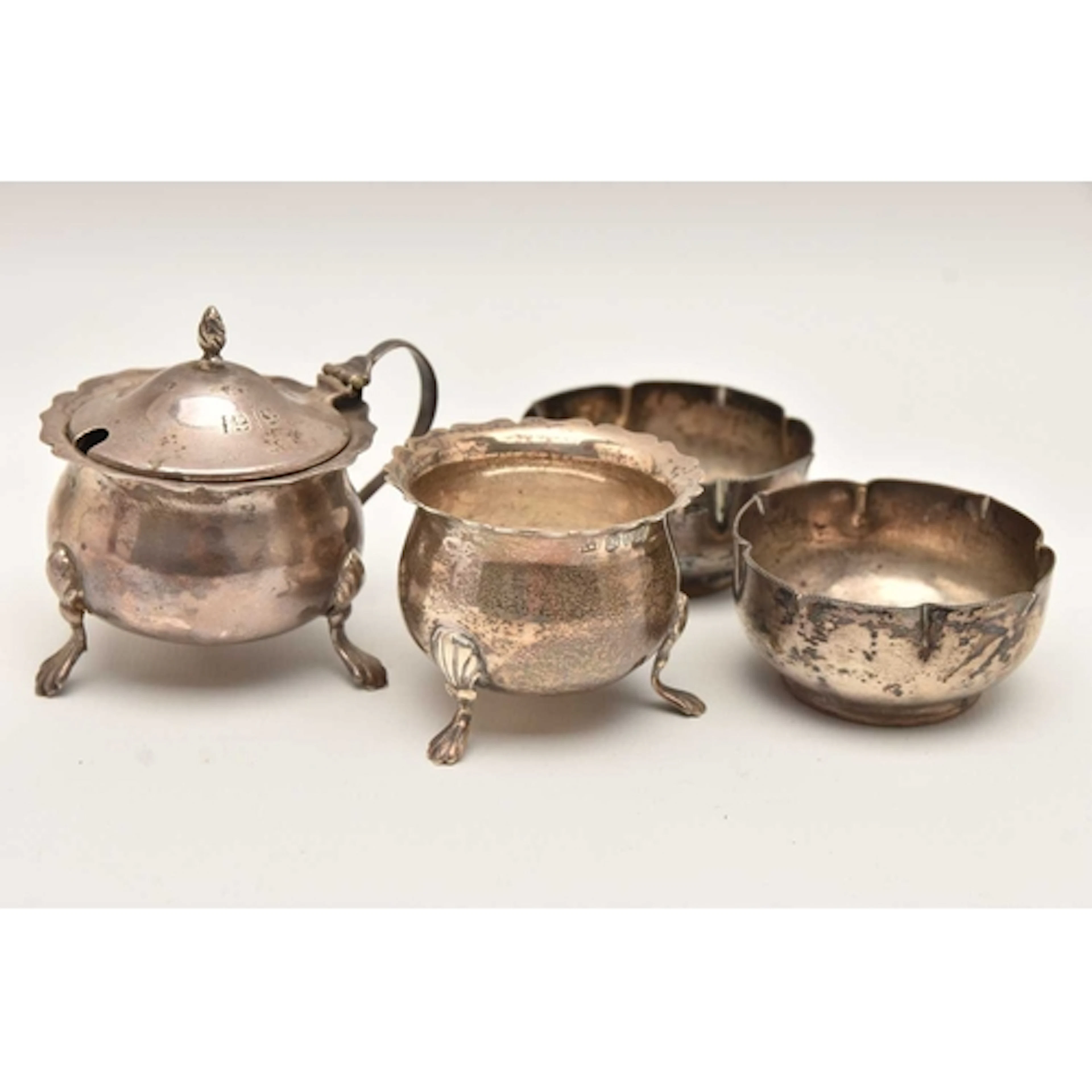 ASSORTED SILVER SALTS AND MUSTARDS, a pair of salts, hallmar...