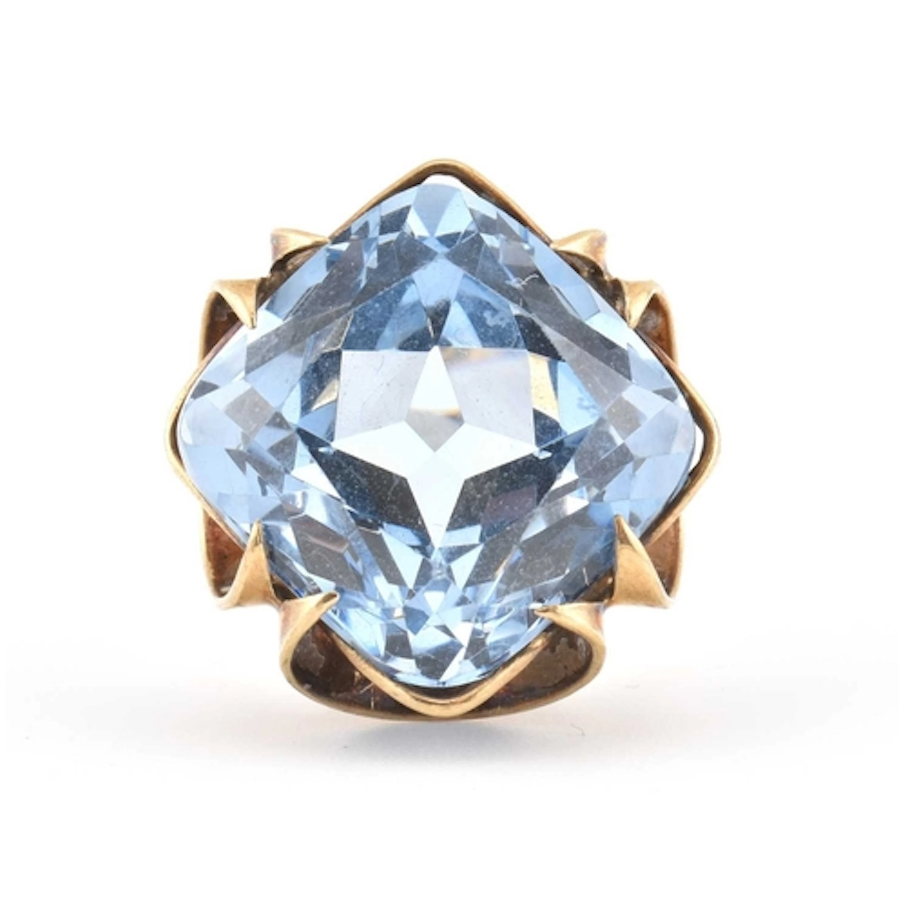 A 1970s hallmarked 9ct gold and synthetic spinel cocktail ri...