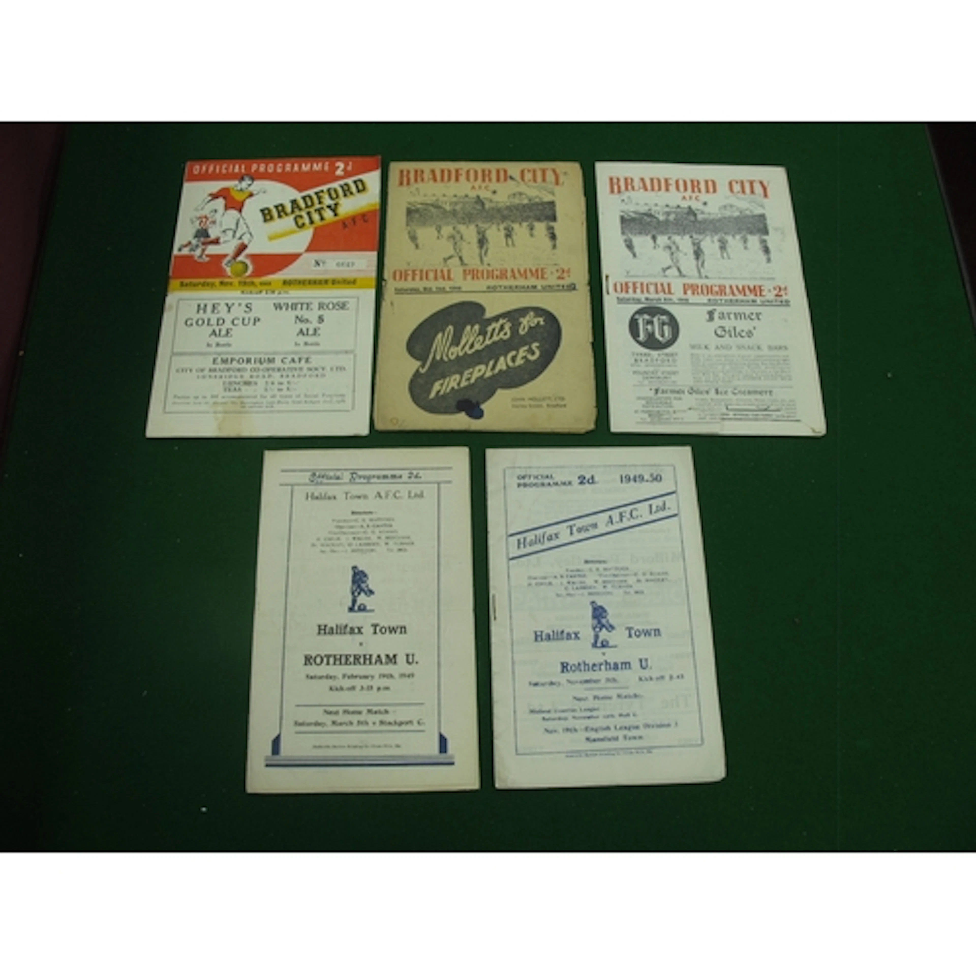 Rotherham United Away Programmes at Halifax Town 1948-9, 49-...