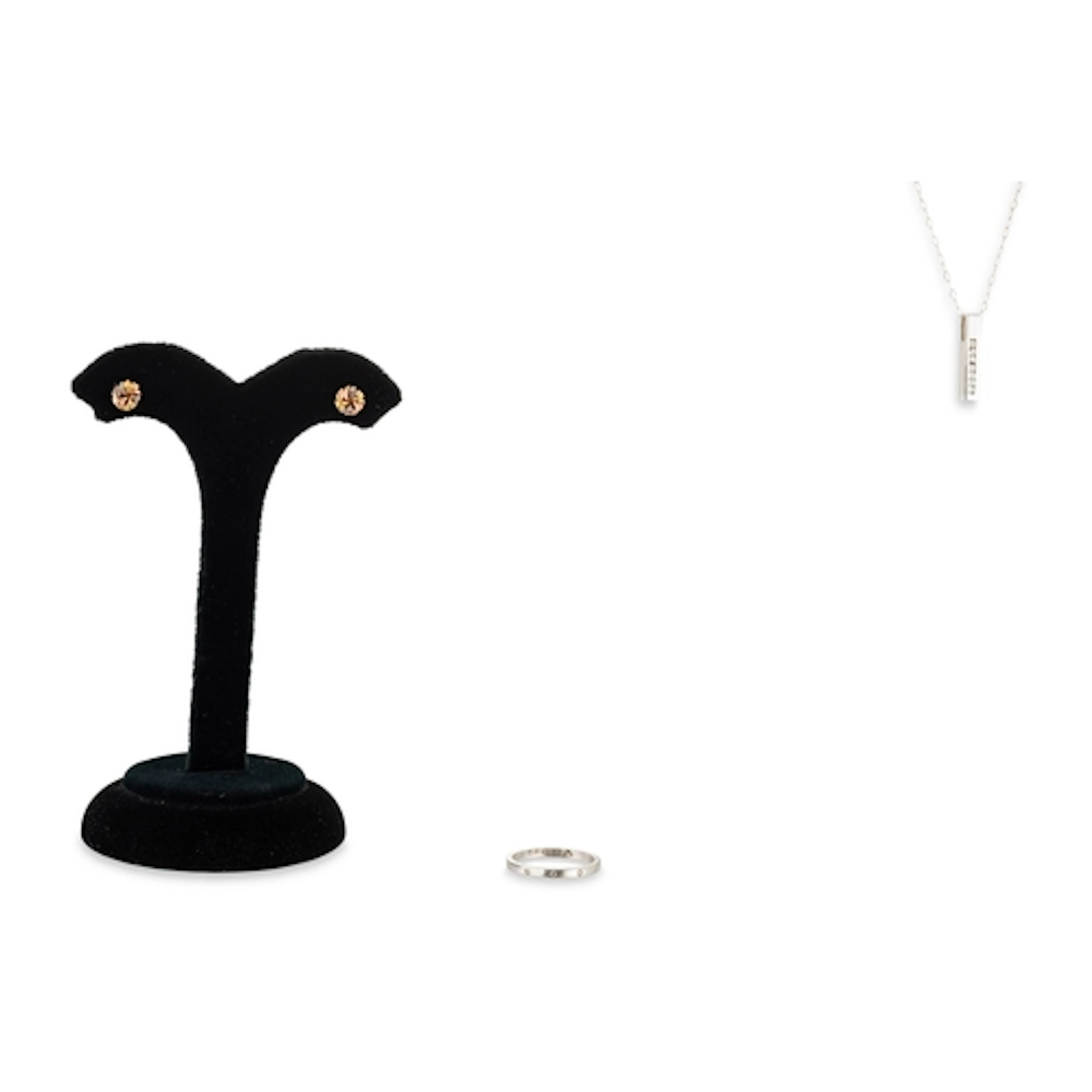 A DIAMOND SET PENDANT, together with a pair of 9ct gold earr...