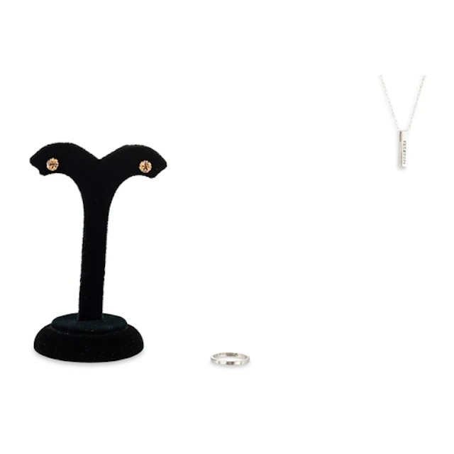A DIAMOND SET PENDANT, together with a pair of 9ct gold earr...