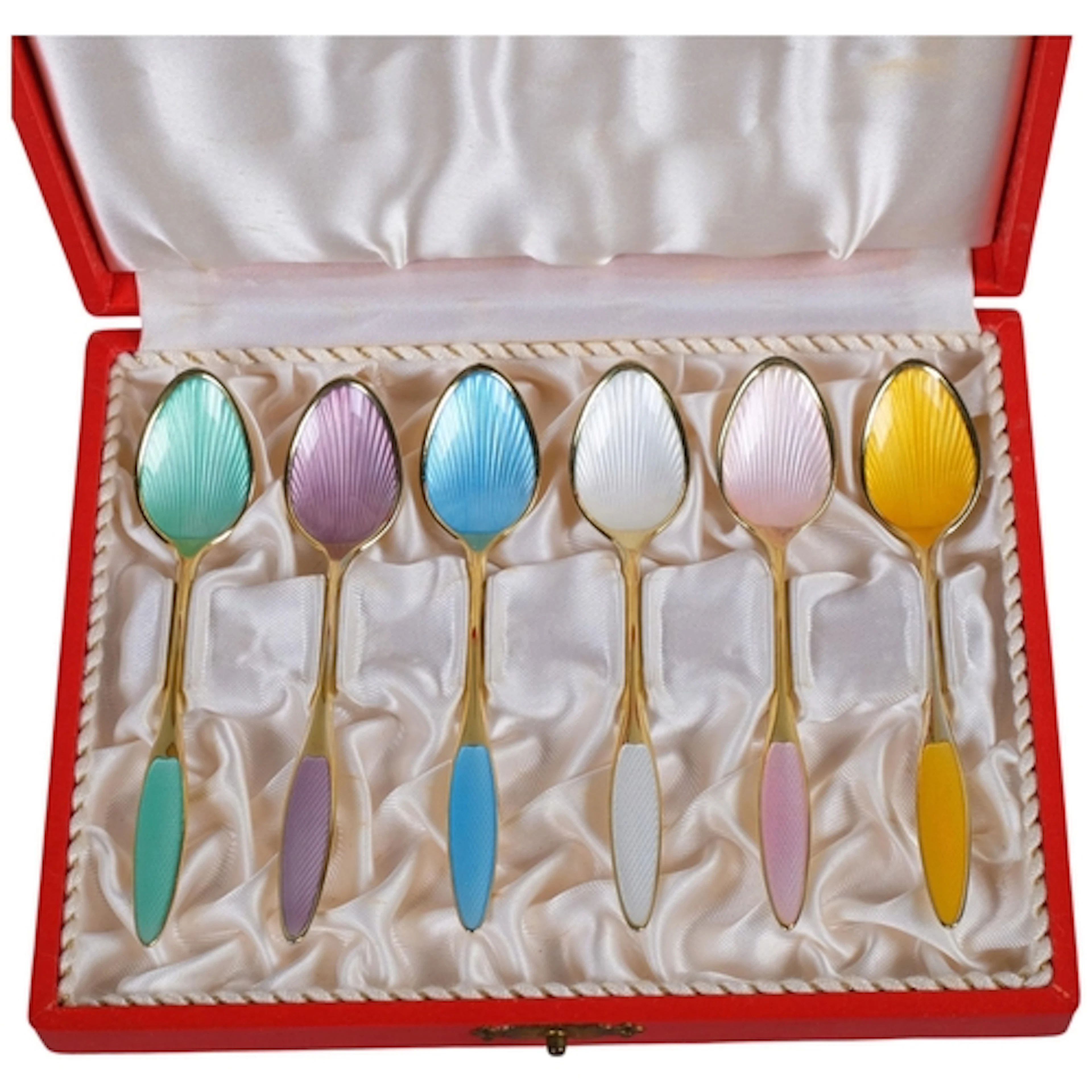 FRIGAST - a set of 6 Danish modernist vermeil sterling silve...