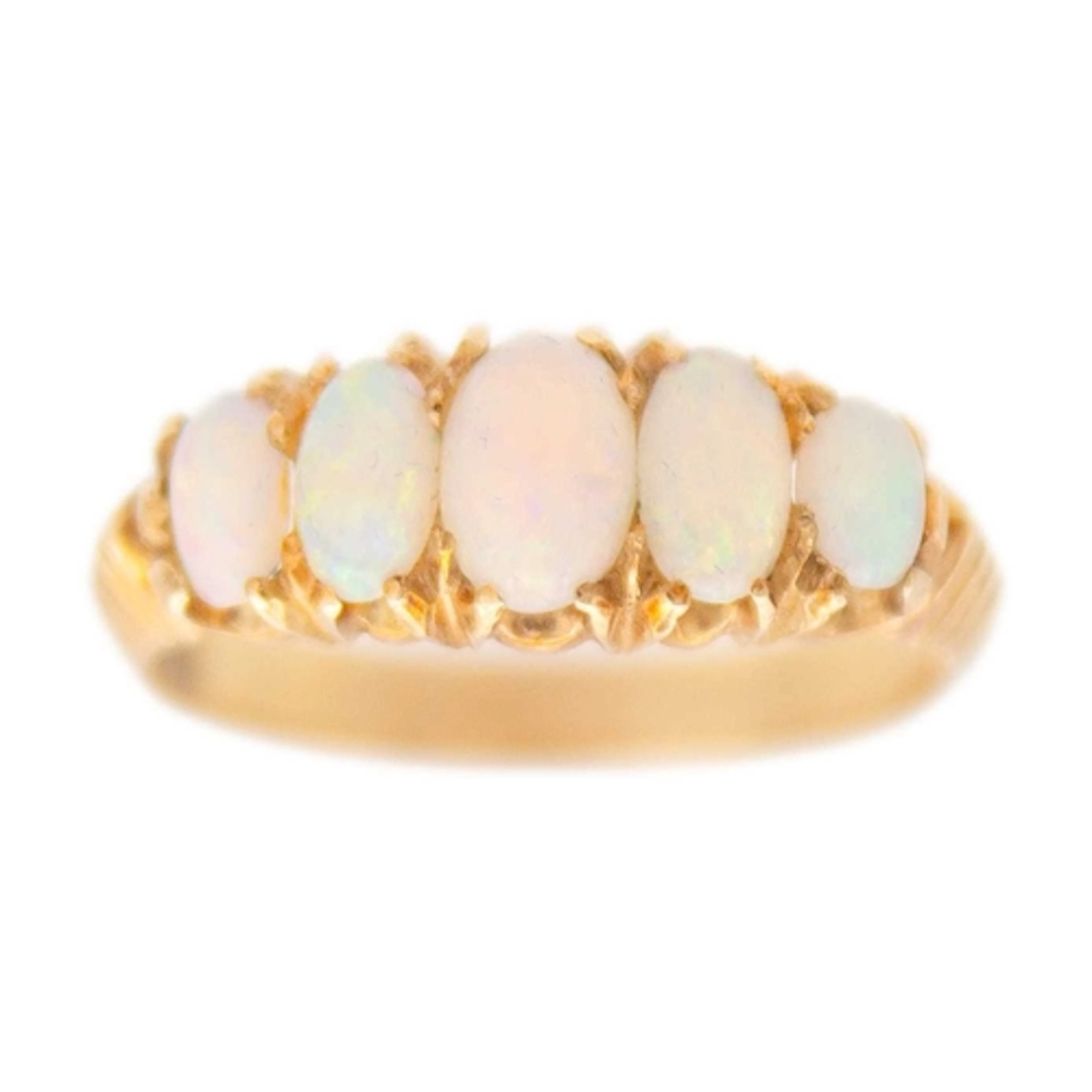 An early 20th-century Australian white opal five-stone ring,...