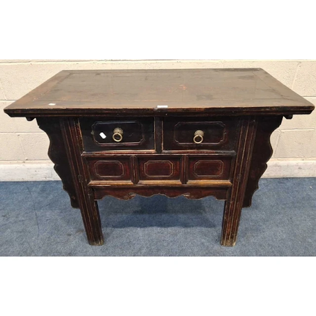 AN ORIENTAL TABLE, with two drawers (width 117cm x depth 63...
