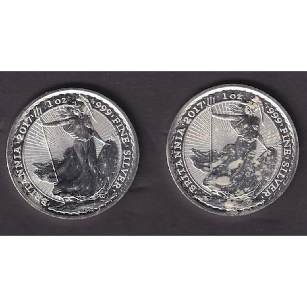 A pair of UK 2017 £2 uncirculated Britannia coins, each weig...
