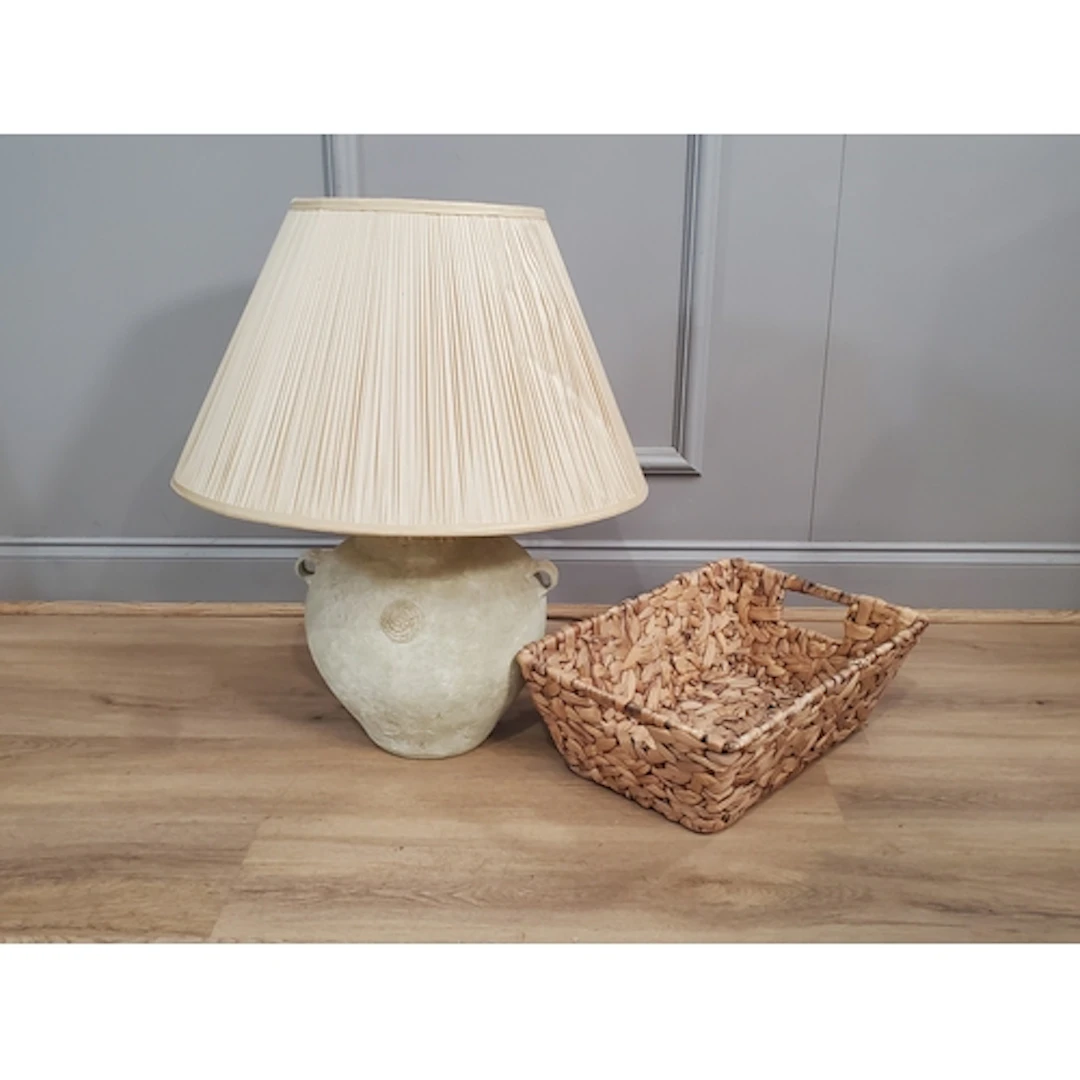 A ceramic Table Lamp and a wicker Basket, (R3).