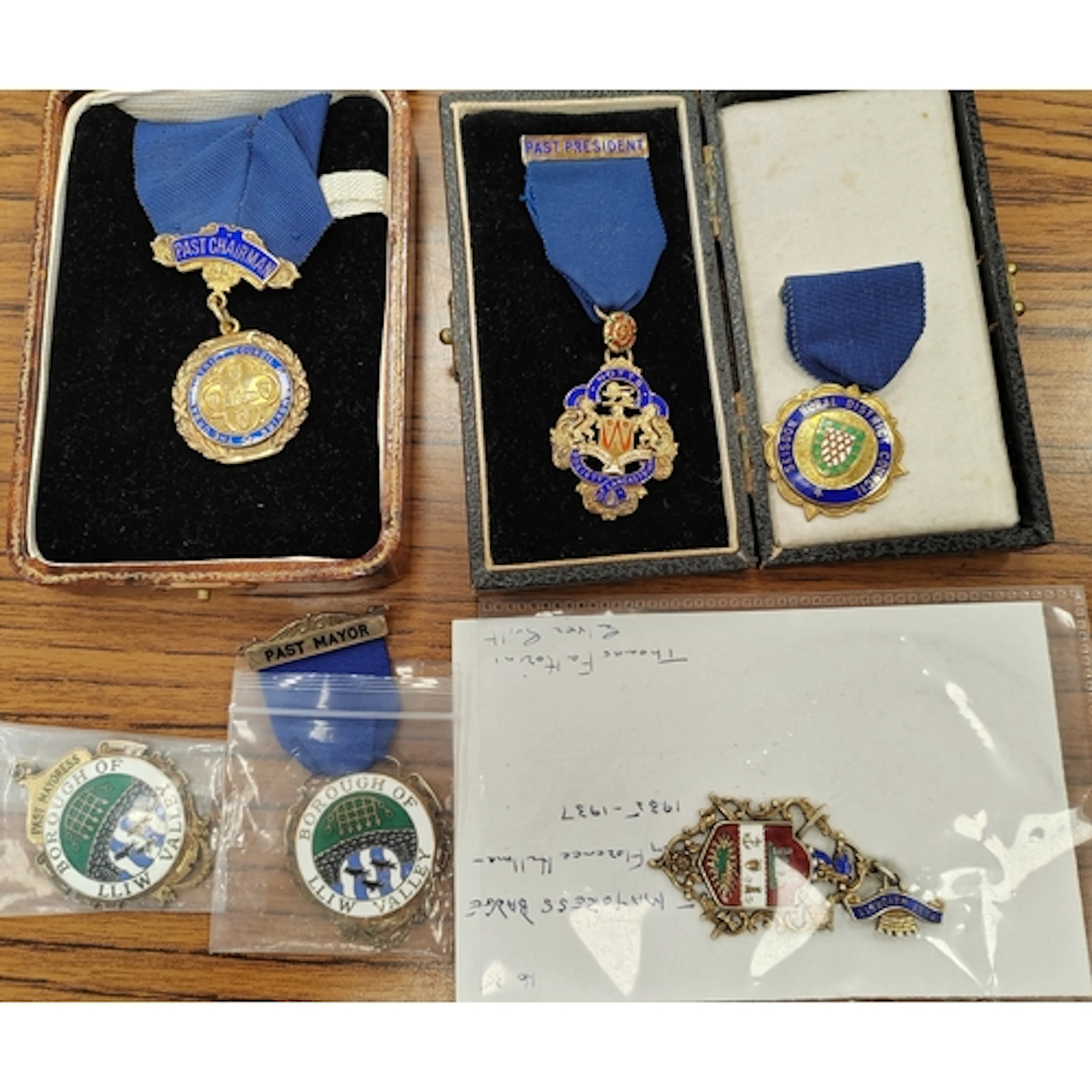 Range of hallmarked silver and enamel Council/Mayoral badges...