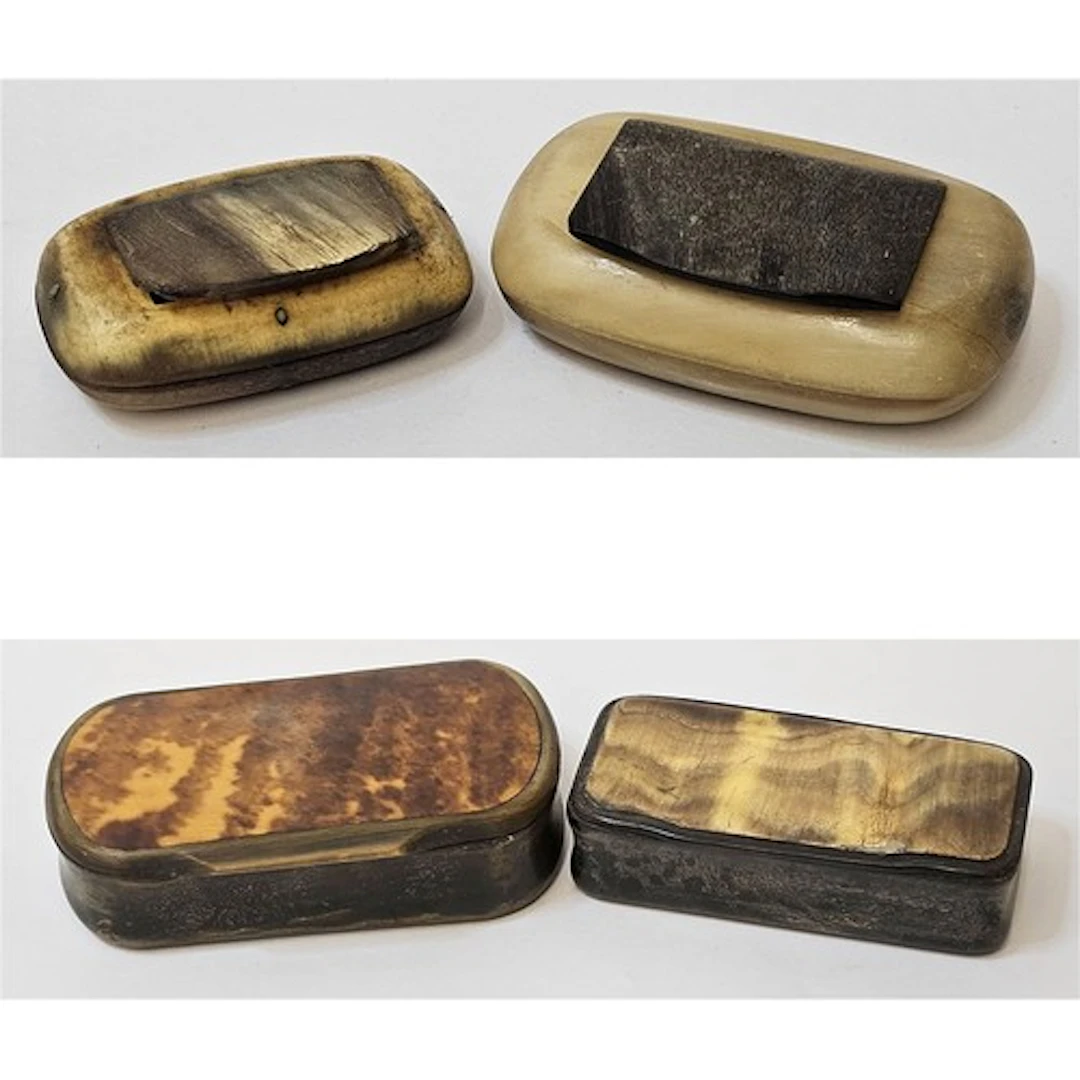 2 Antique Horn Tobacco/Snuff Boxes, largest approx. 8cm W, 2...