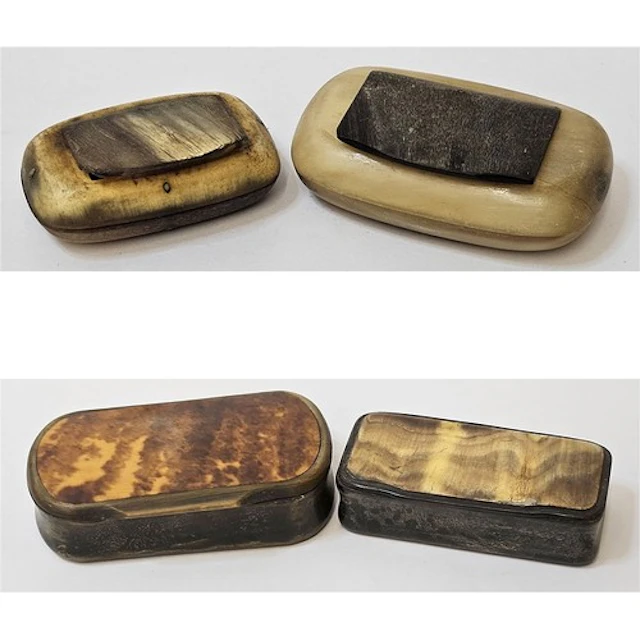 2 Antique Horn Tobacco/Snuff Boxes, largest approx. 8cm W, 2...