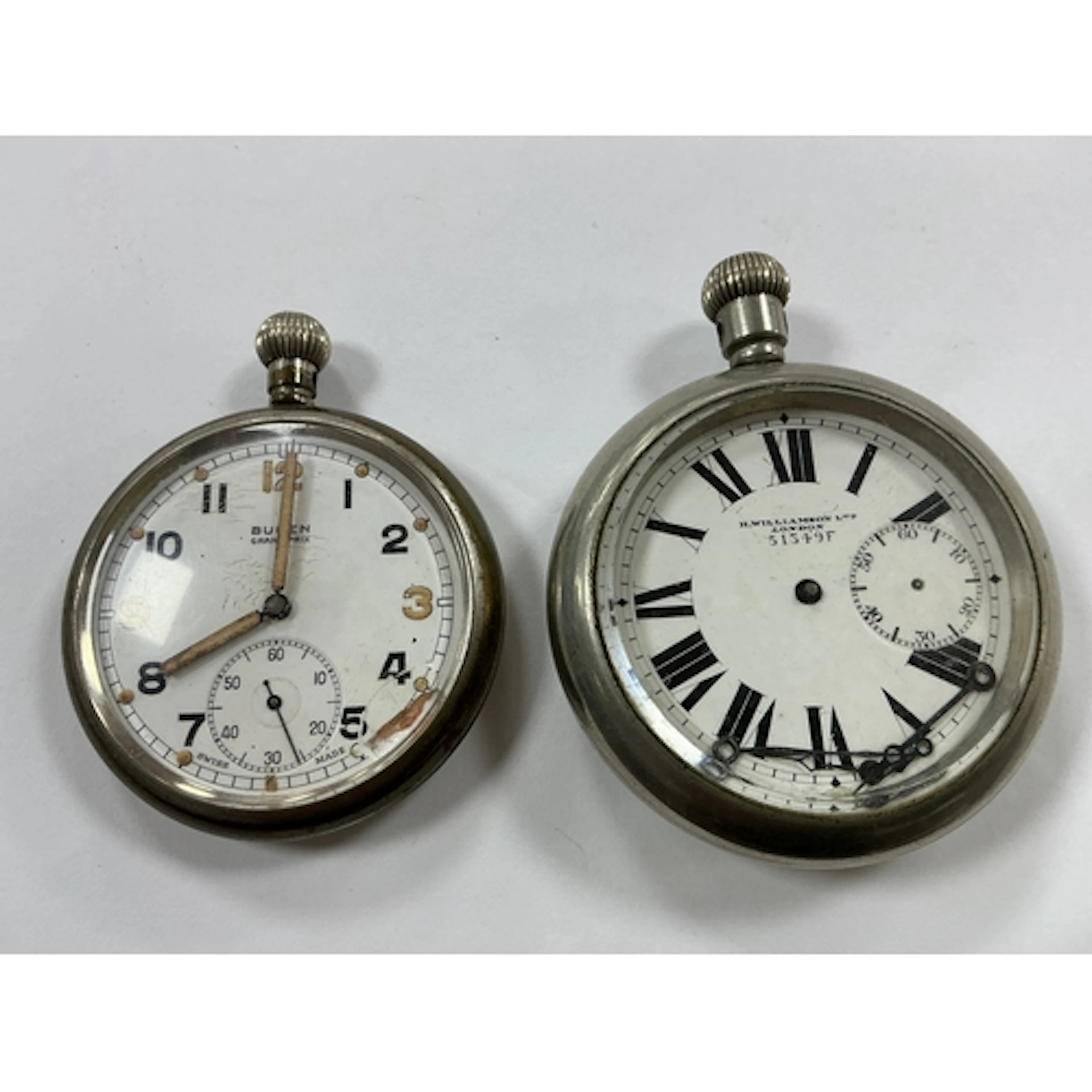 WWII British Military Pocket Watch by Buren, marks to case b...