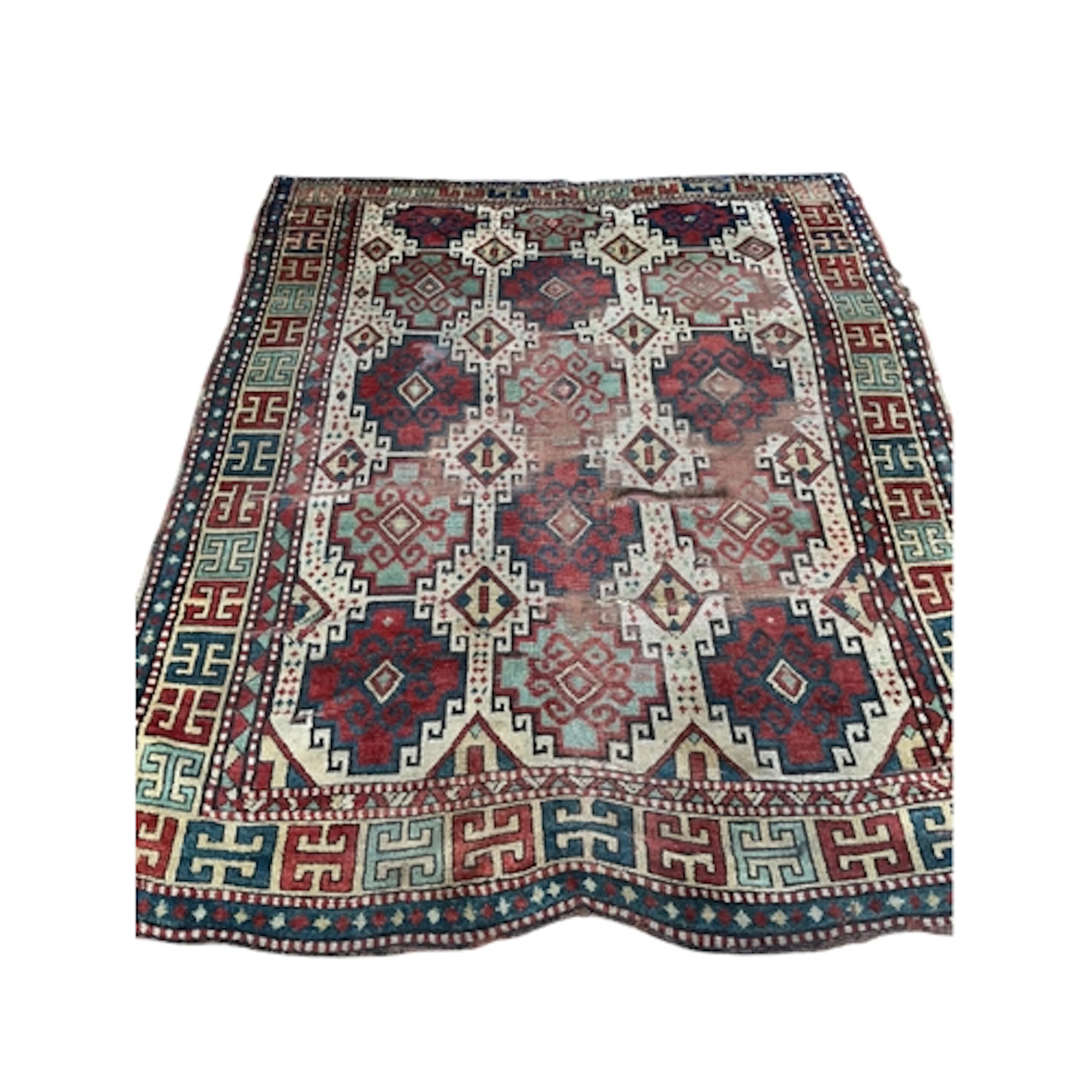An antique Caucasian ivory ground Kazak rug, 194 x 158cm...