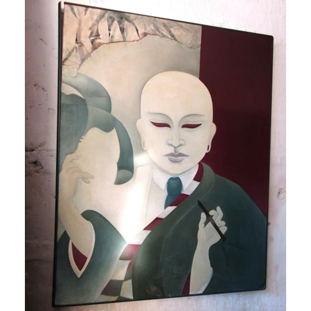 Sheila Pomeroy Mixed Media on Board Buddhist Figure Approxim...