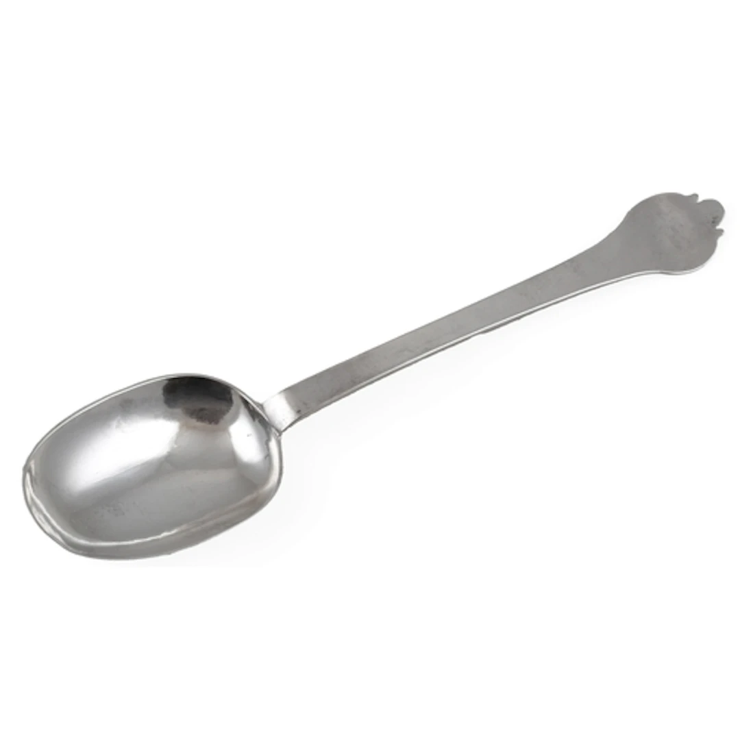 A Charles II silver trefid spoon by Robert King, with rat ta...