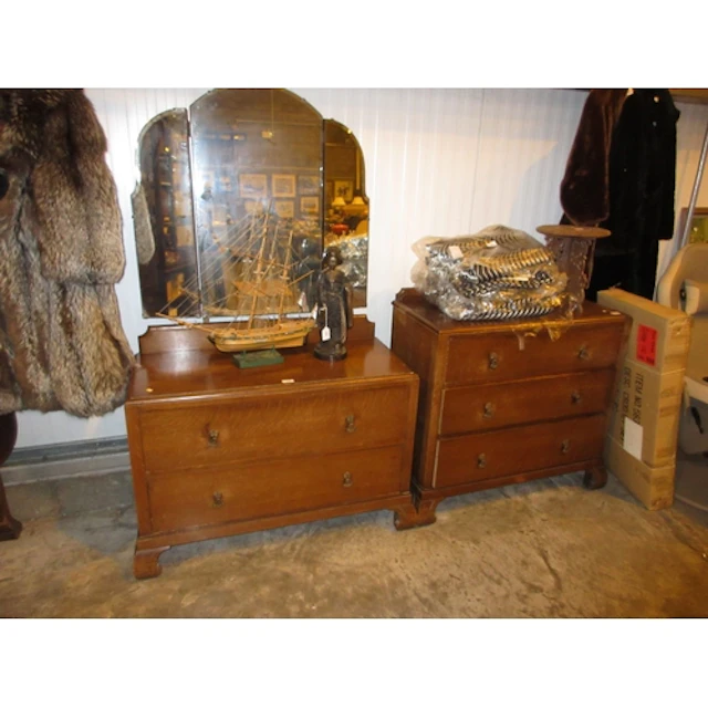 1930's Oak Dressing Chest and Chest of Drawers