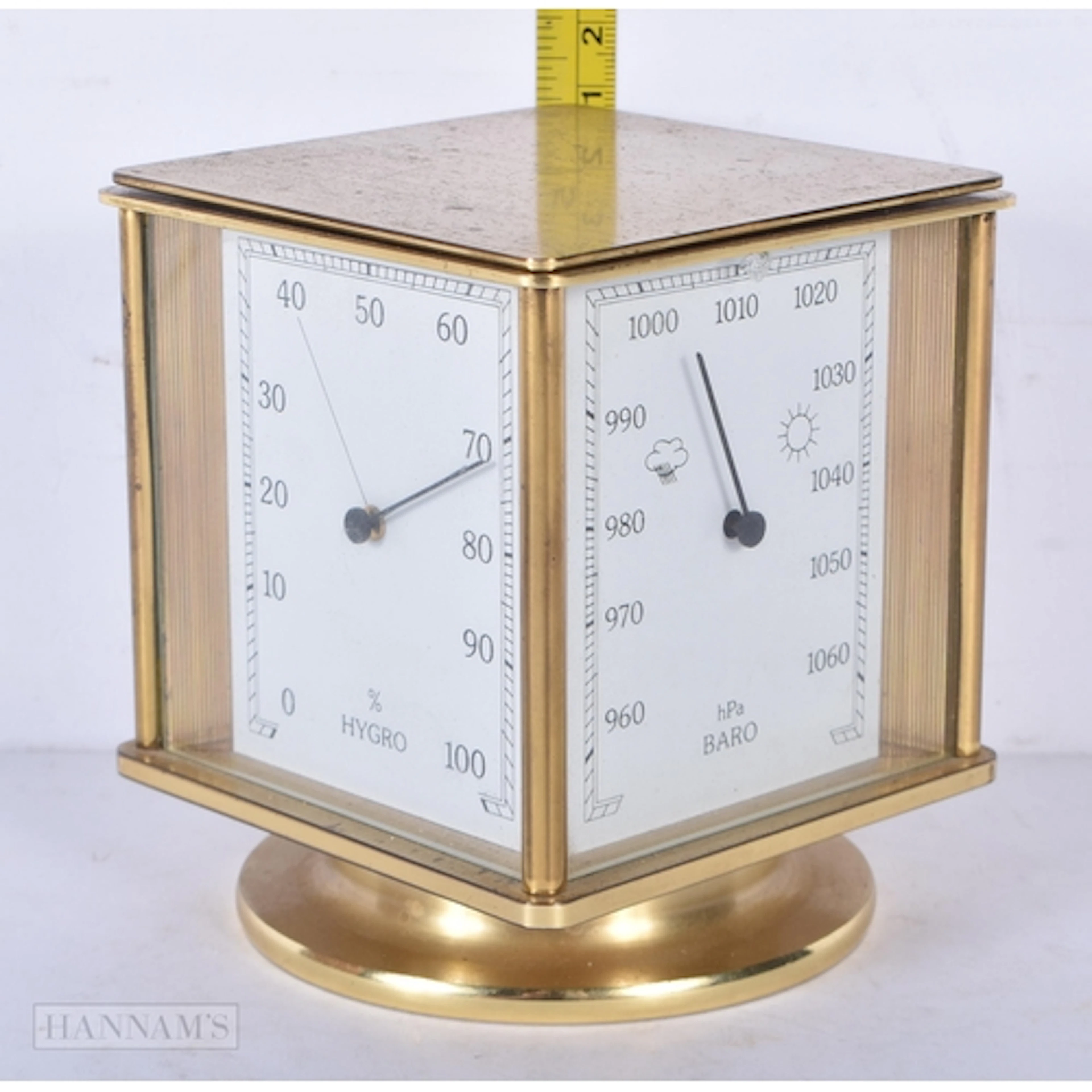 A Sewills of Liverpool brass revolving Weather station clock...