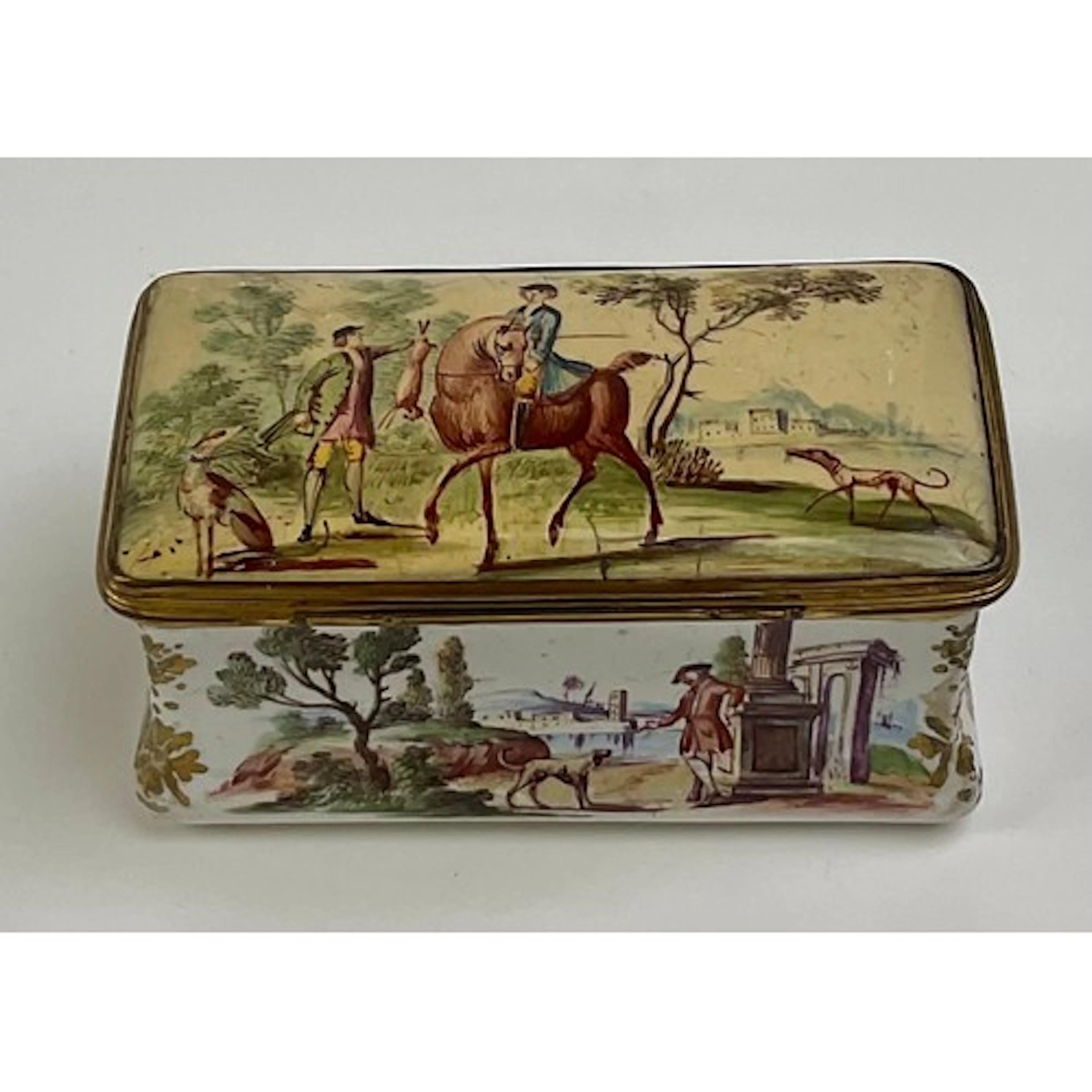 A George III South Staffordshire enamel and gilt metal mount...