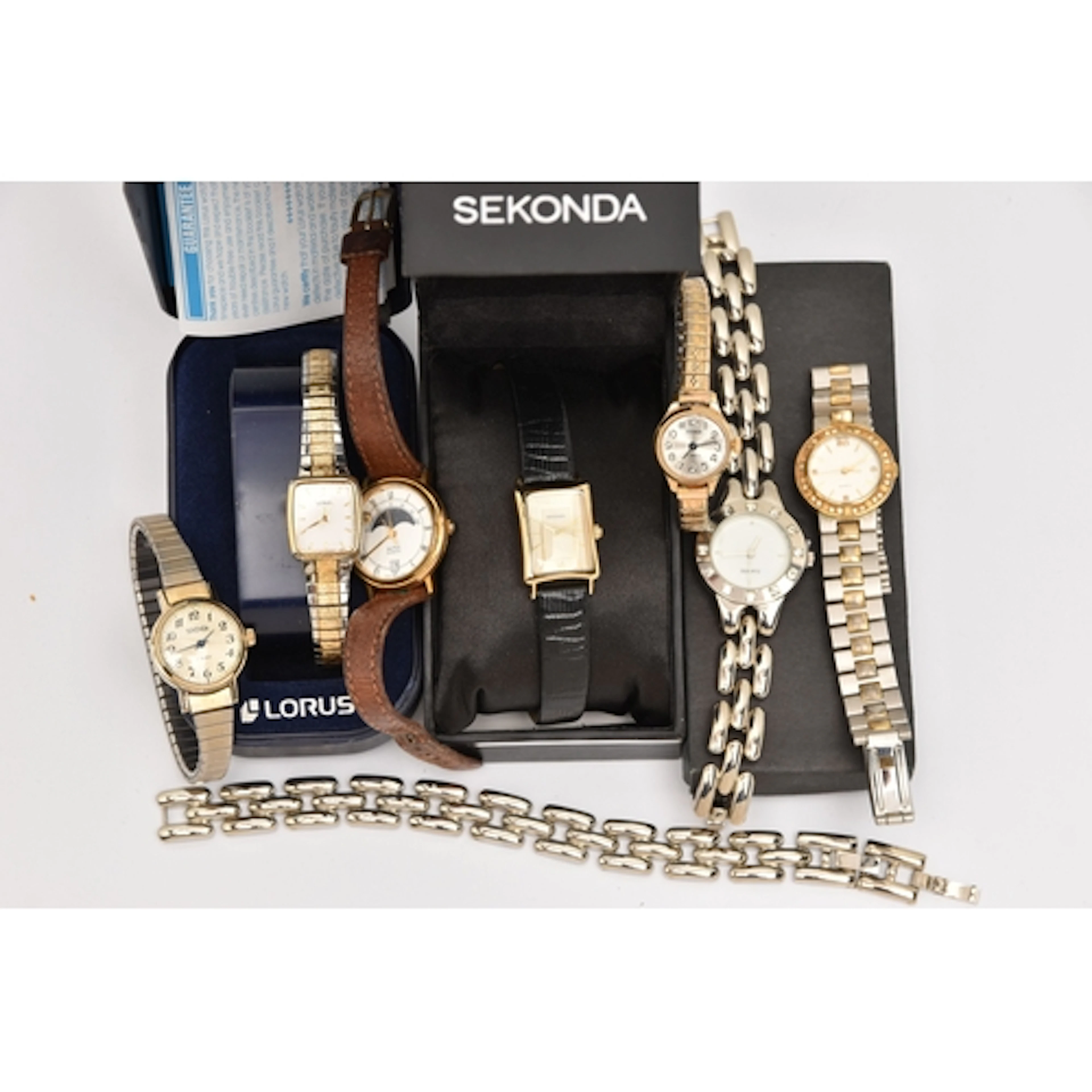 A SELECTION OF LADIES FASHION WRISTWATCHES, names to include...
