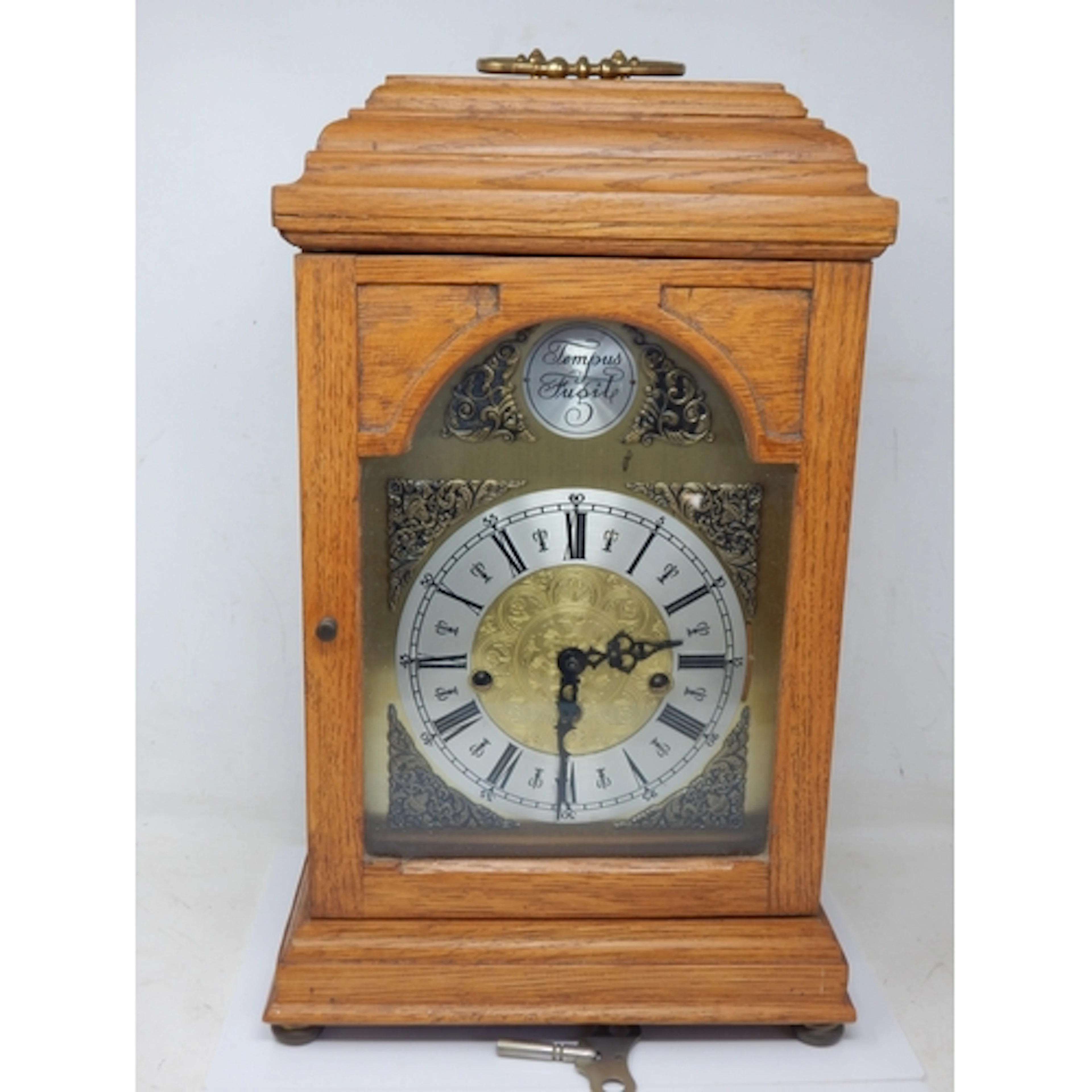 An Oak Cased Bracket Clock Striking on Hours, Half Hours & Q...