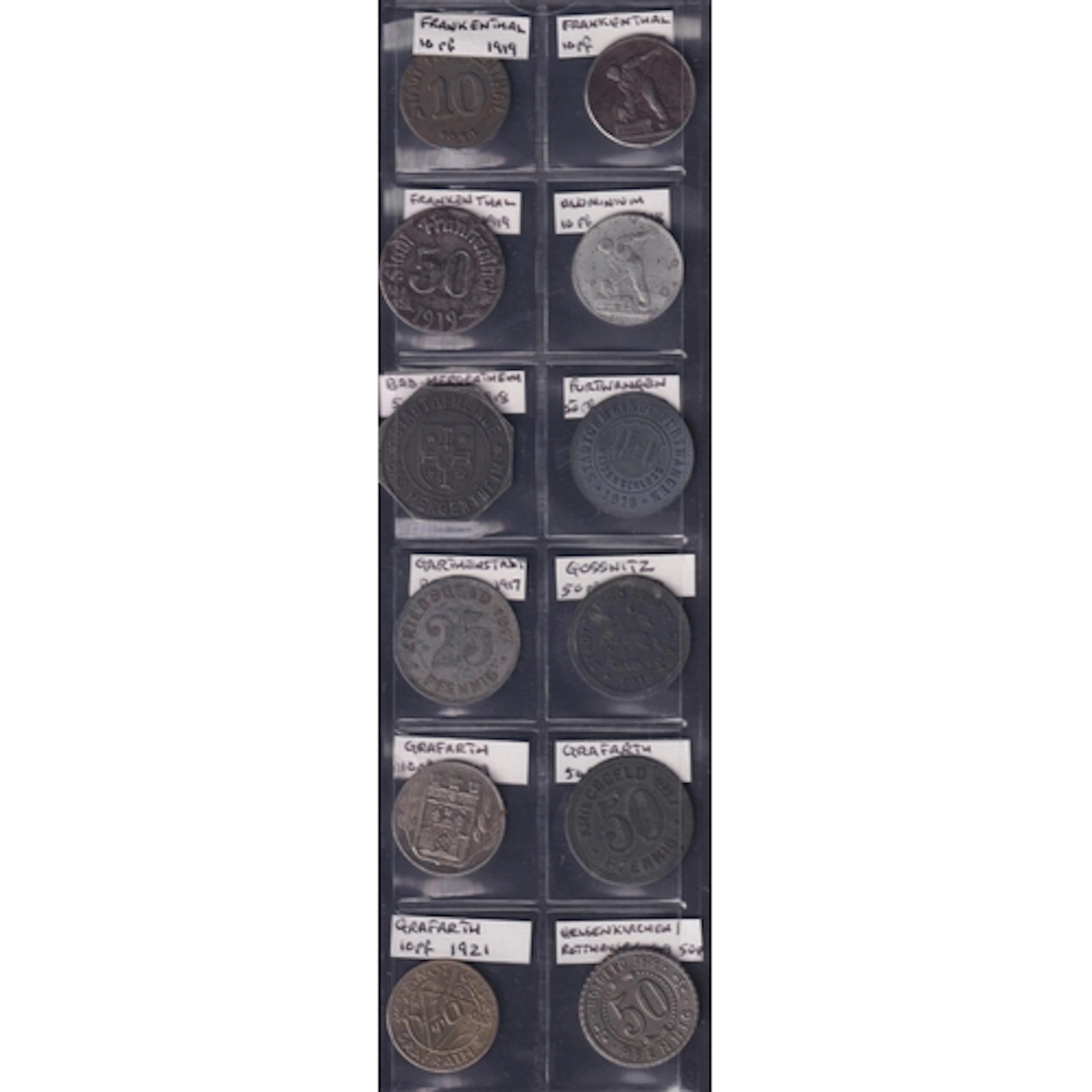 German Notgeld, Frankenthal–Gelsenkirchen, a group of 12 iro...