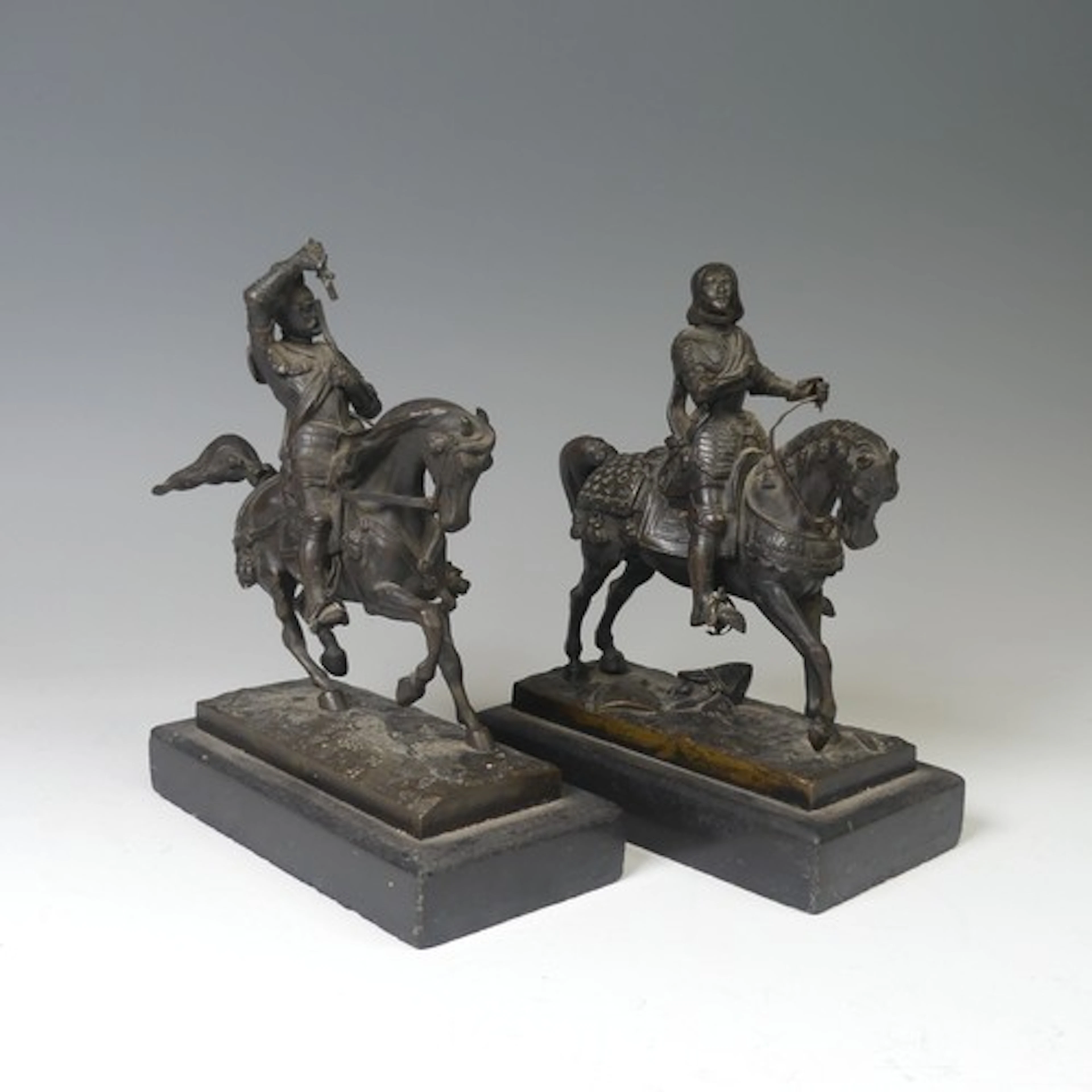 After Antoine-Louis Barye (French, 1796-1895), pair of bronz...