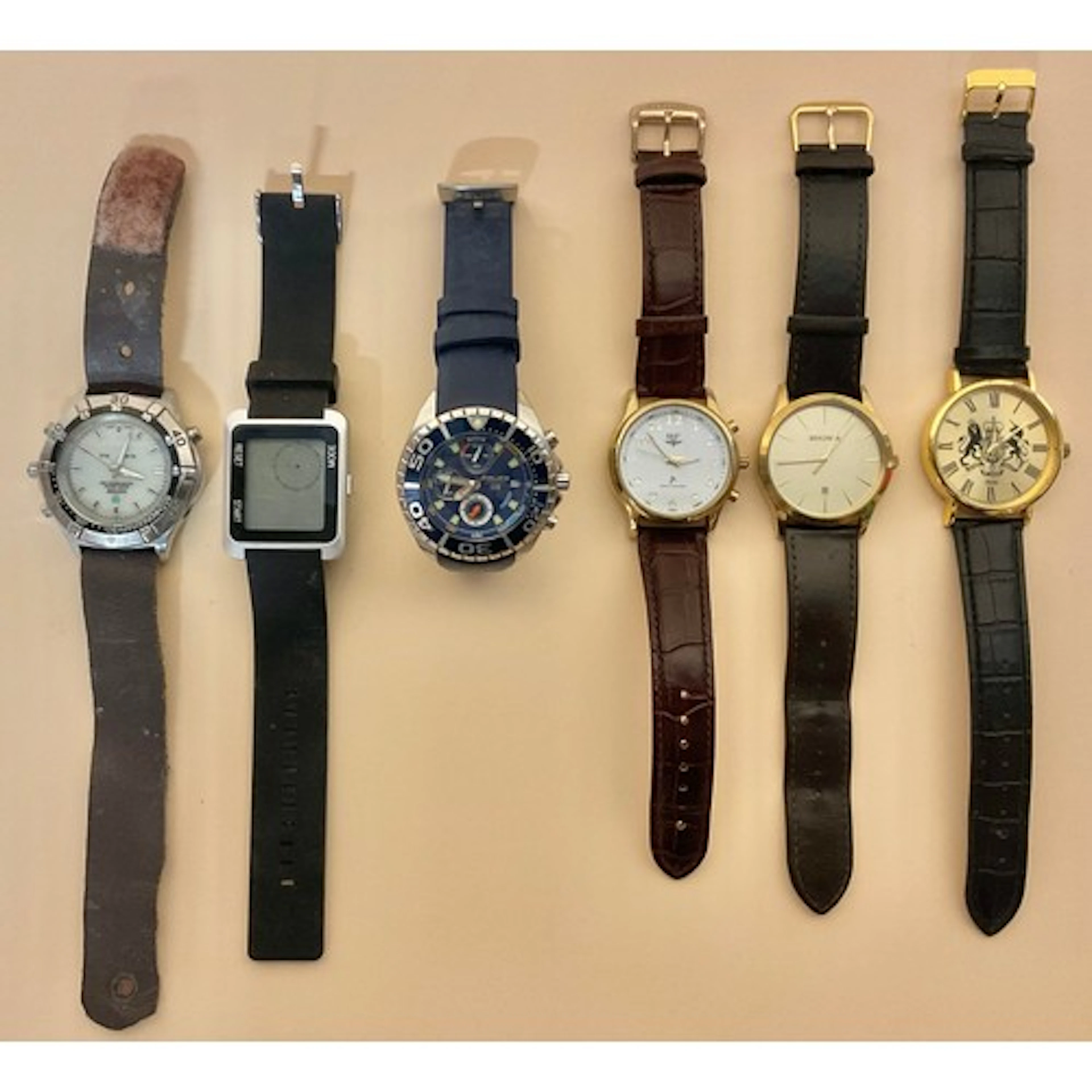 Watches - A varied collection of wristwatches, on mostly lea...