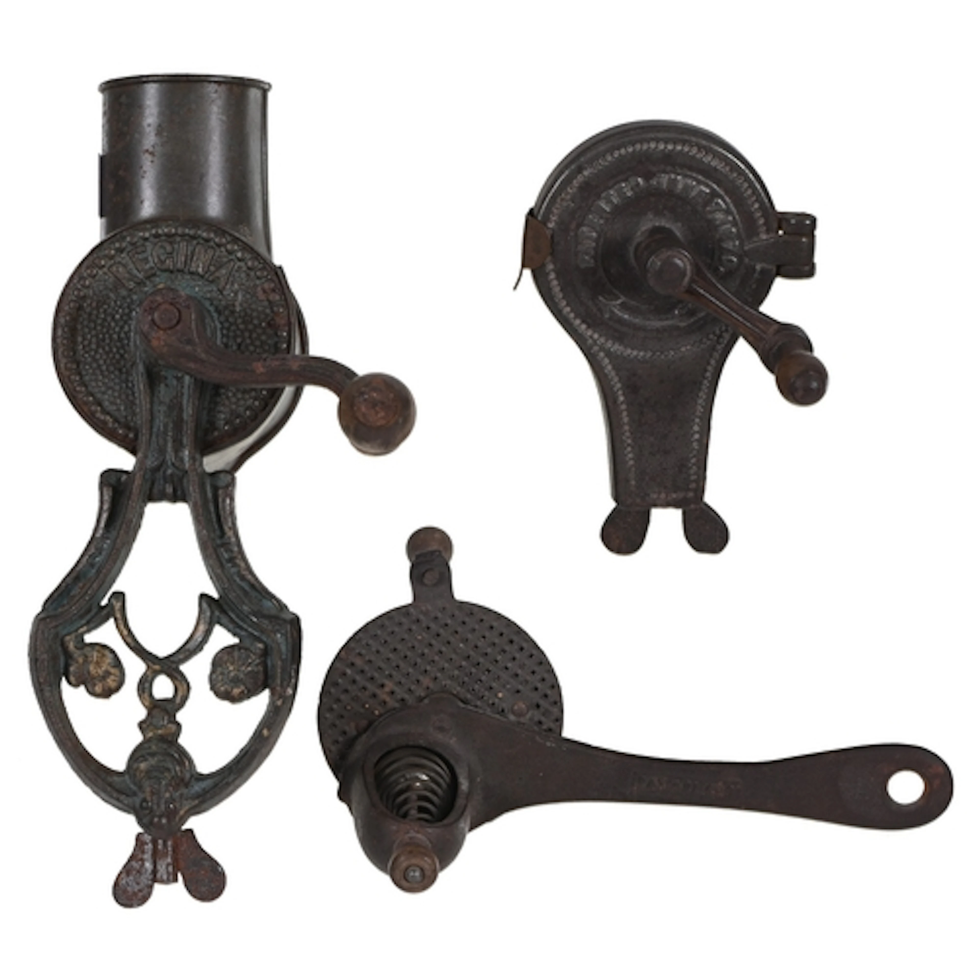Kitchenalia. Three Victorian cast iron or cast iron and tinp...