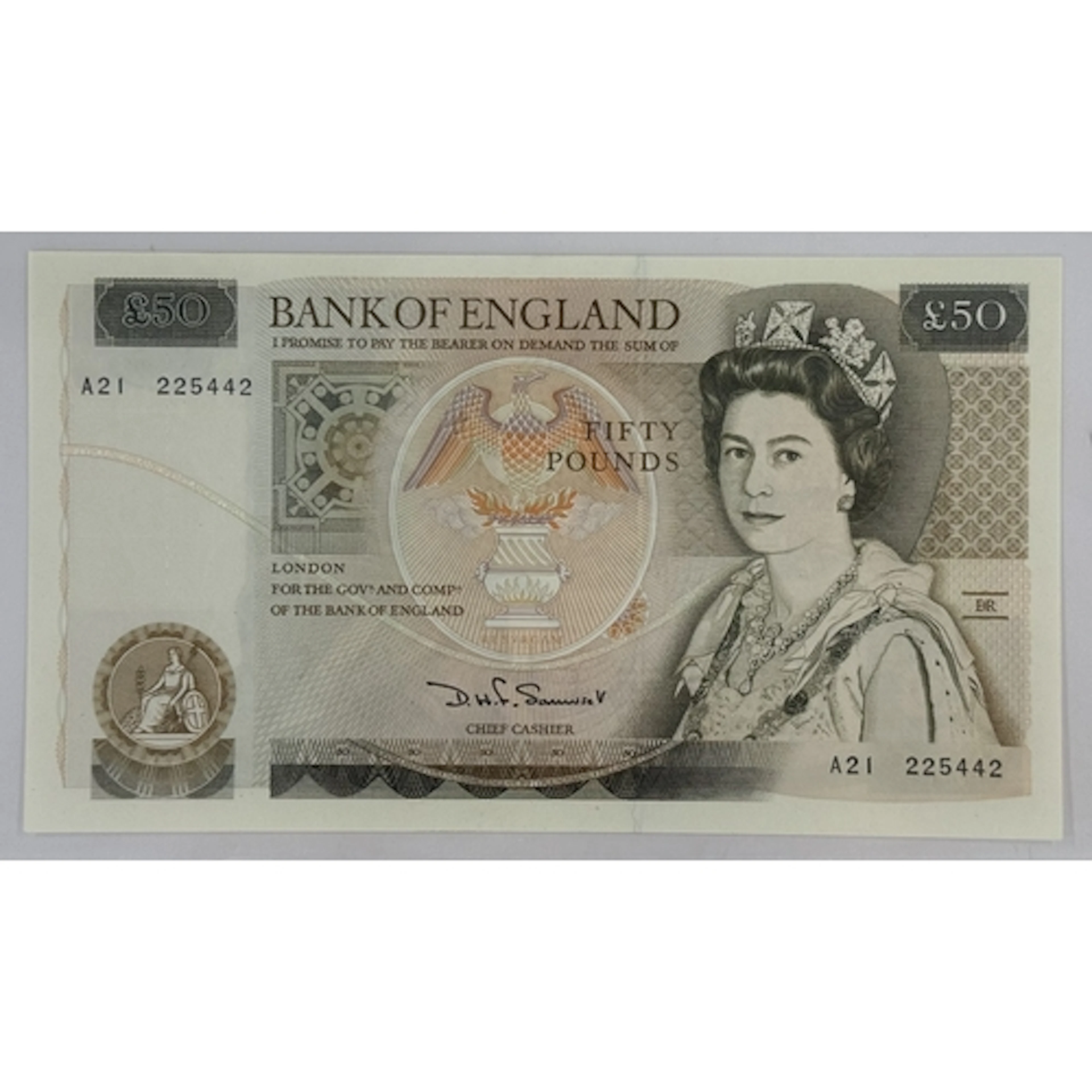 Banknotes: David H F Somerset, £50 note serial number A21 22...