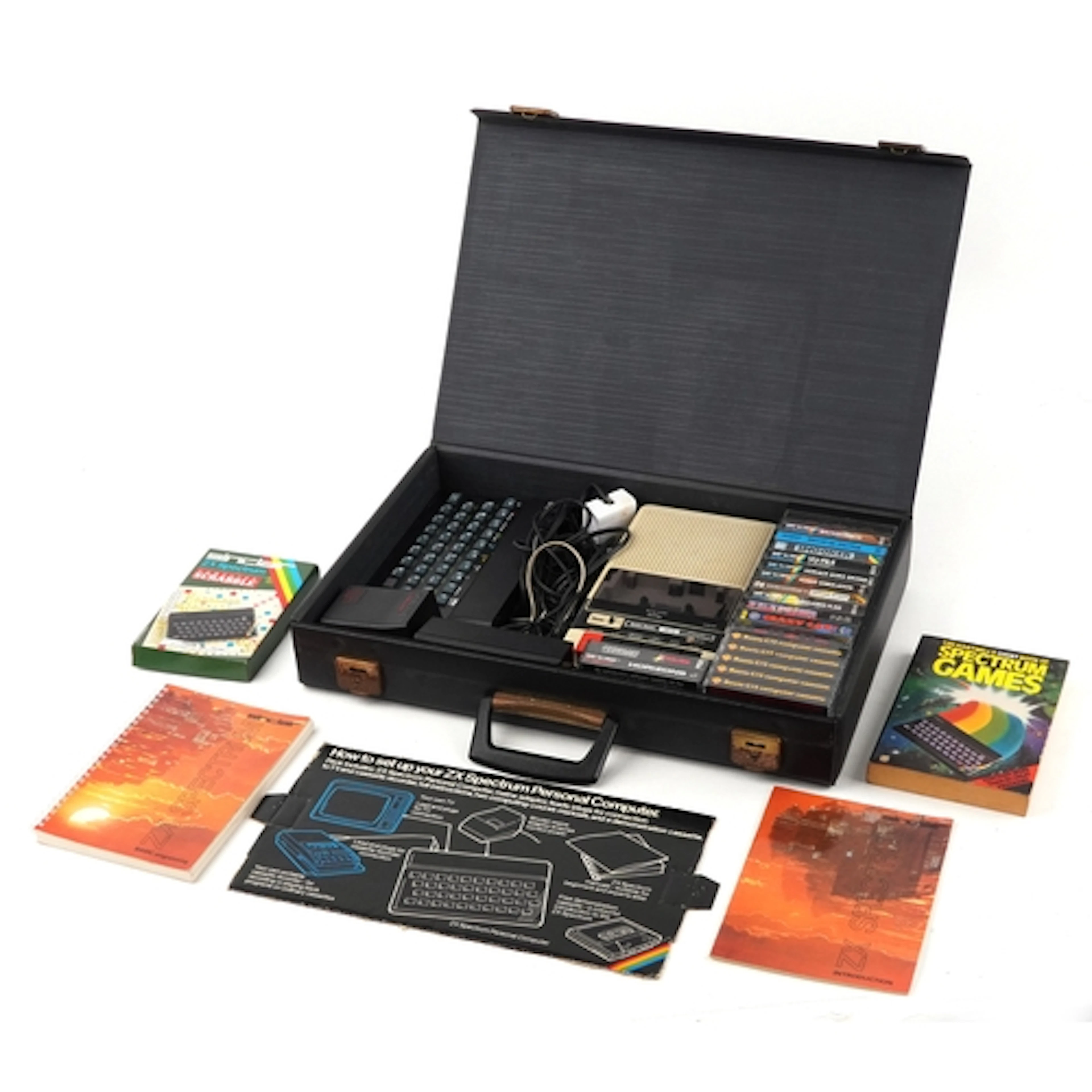 Sinclair ZX Spectrum personal computer with accessories, gam...