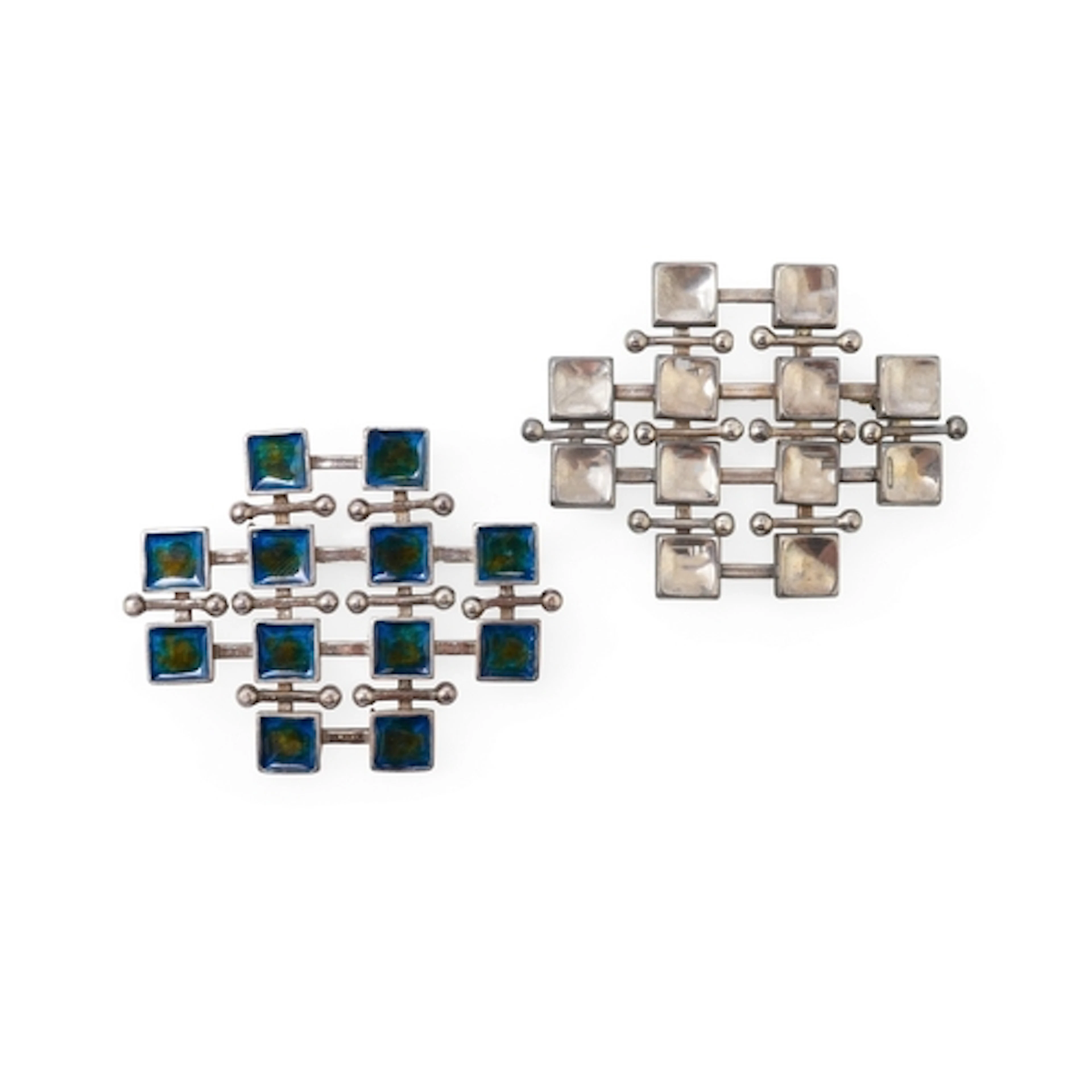 Marianne Berg for Uni David Andersen, two silver brooches, N...