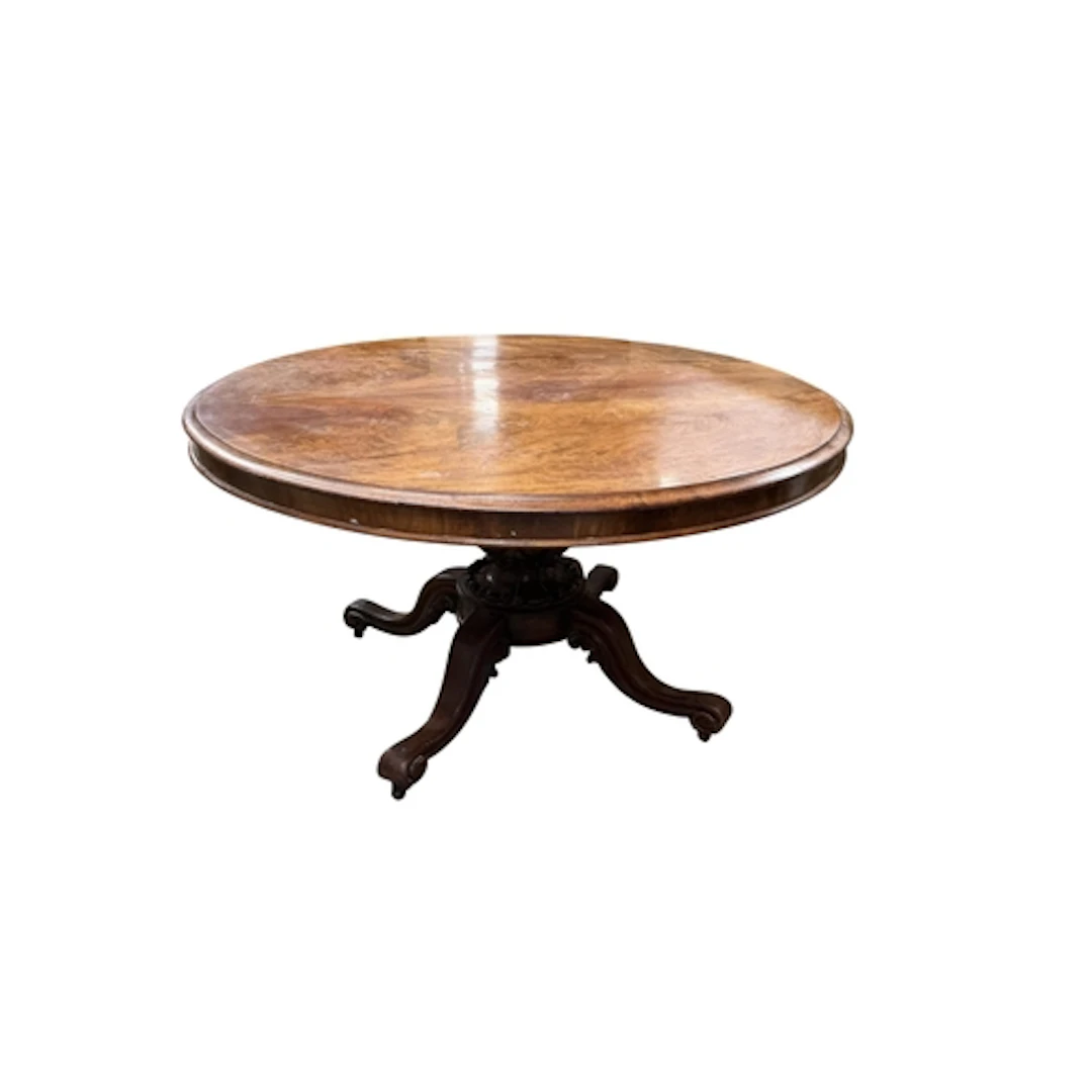 A Victorian mahogany breakfast table, on turned column and c...