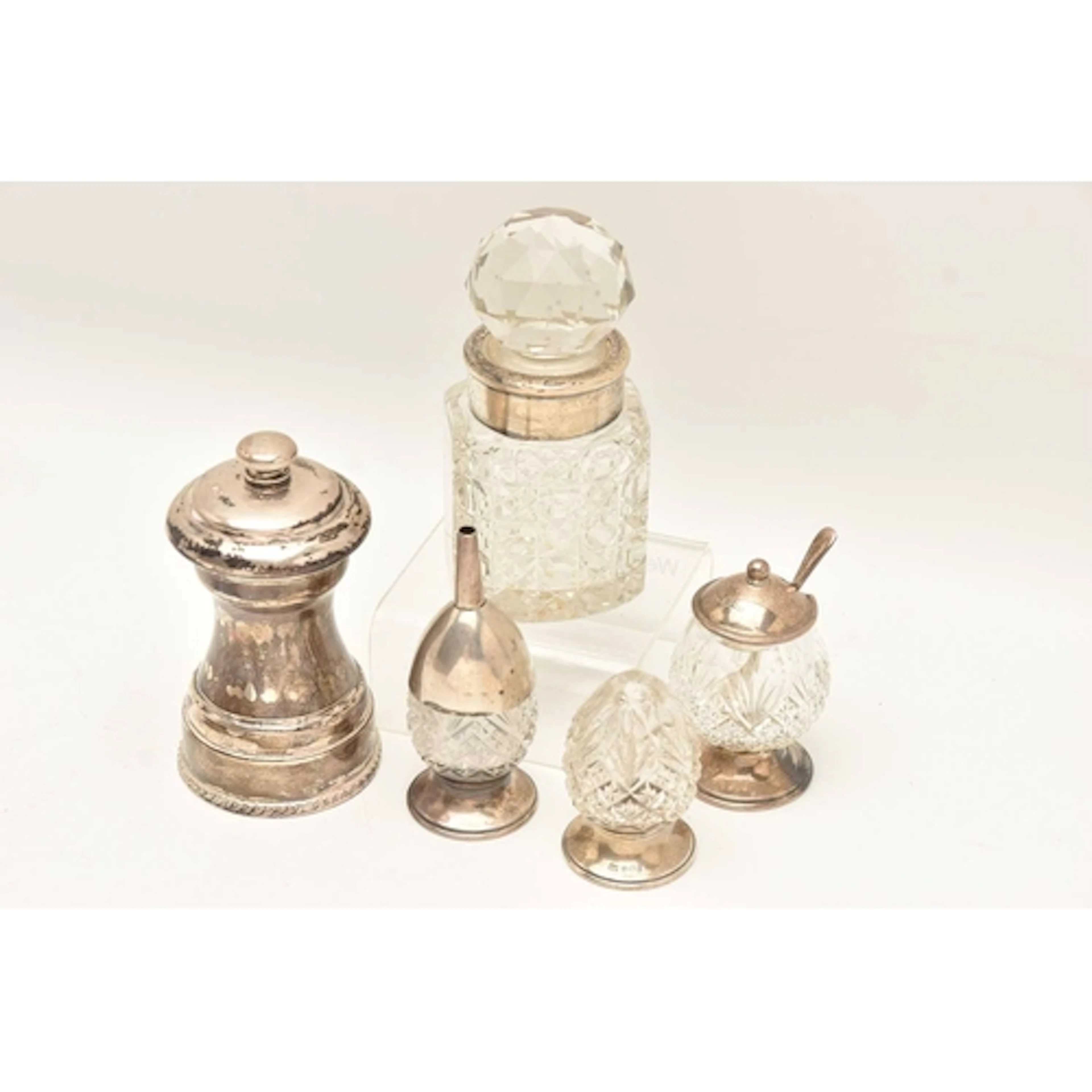 A BOX OF SILVER ITEMS, to include a hallmarked Birmingham si...