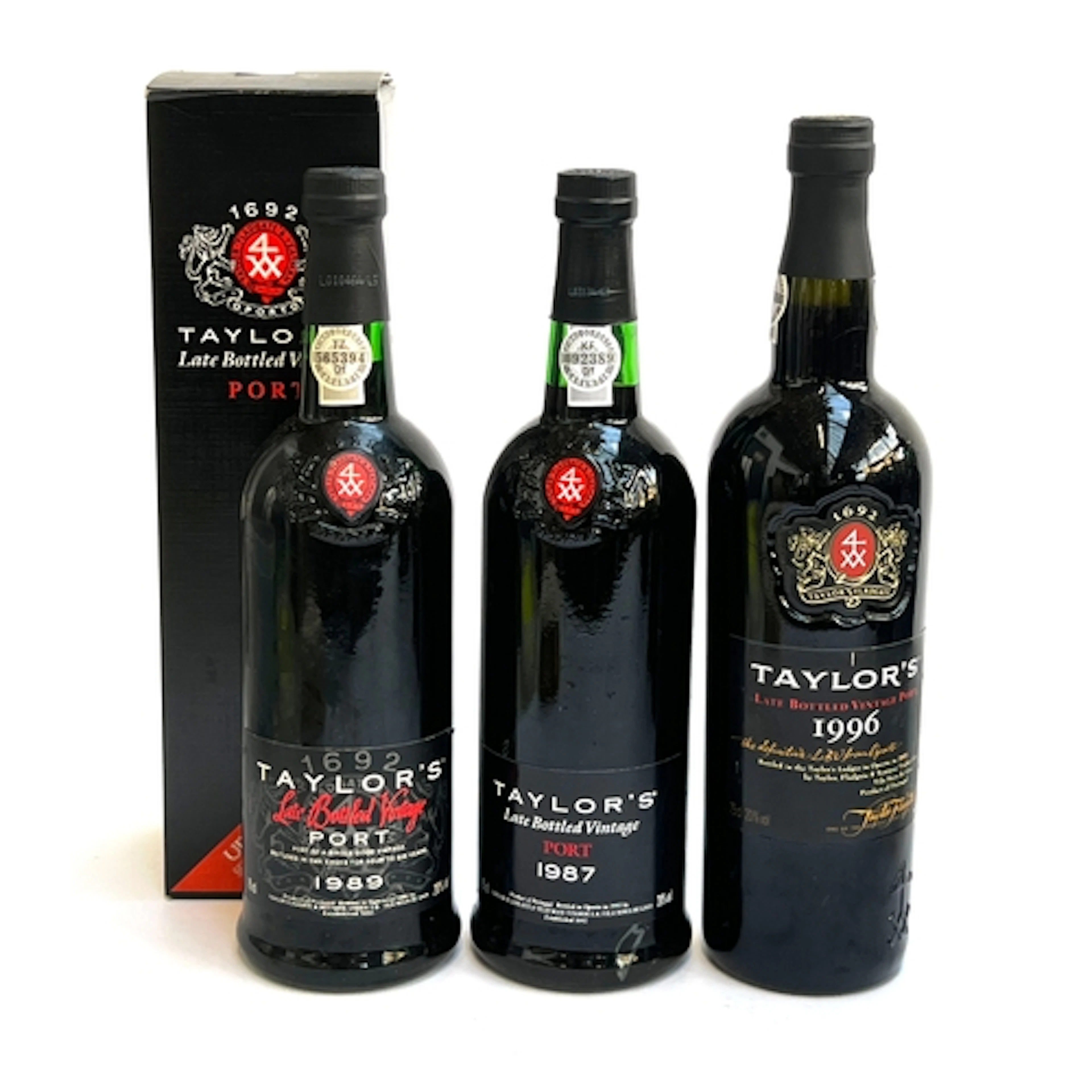1987, 1989, and 1996 Taylor's Vintage Port, 75cl (3 bottles)