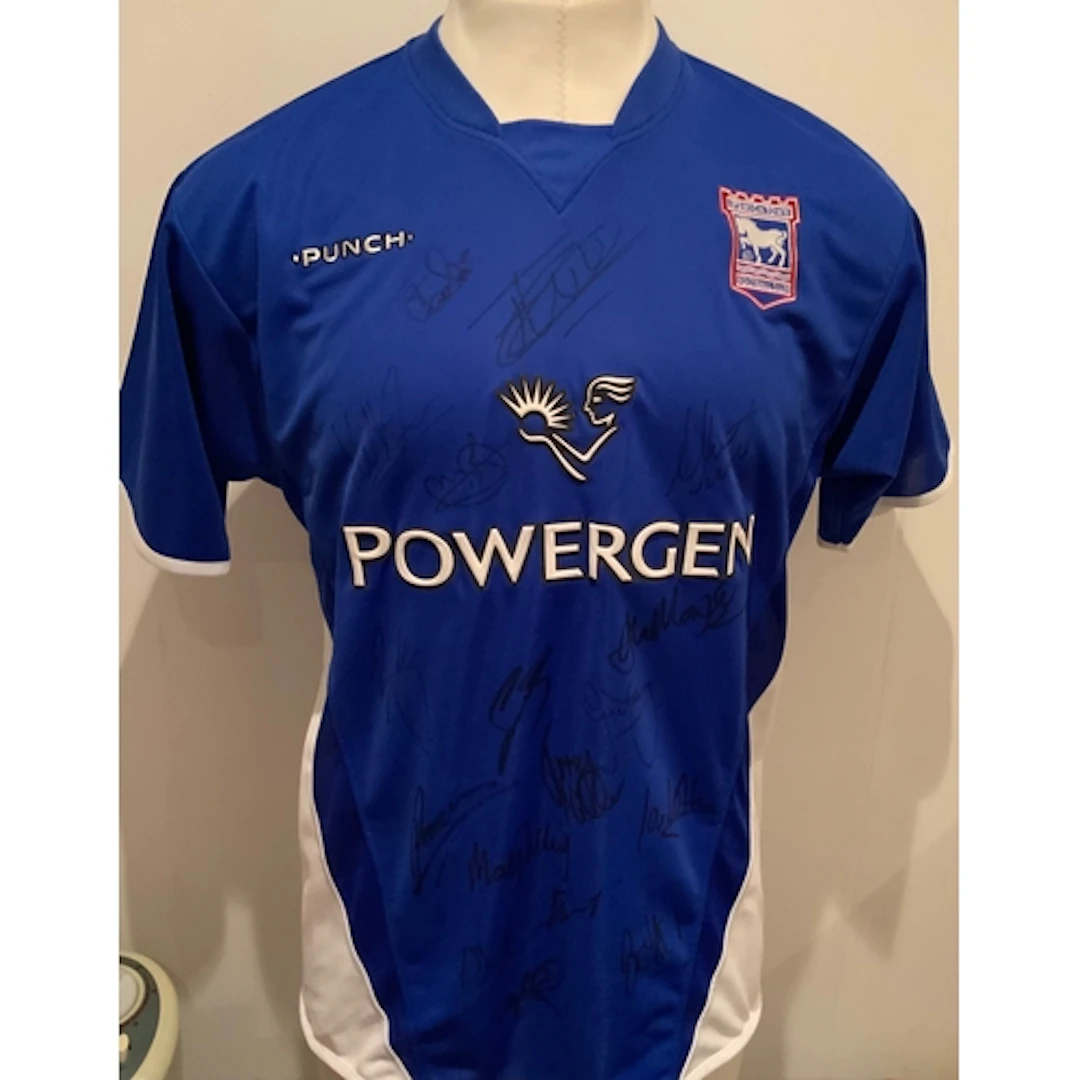 2003 - 2004 Ipswich Town Signed Football Shirts: Home and aw...