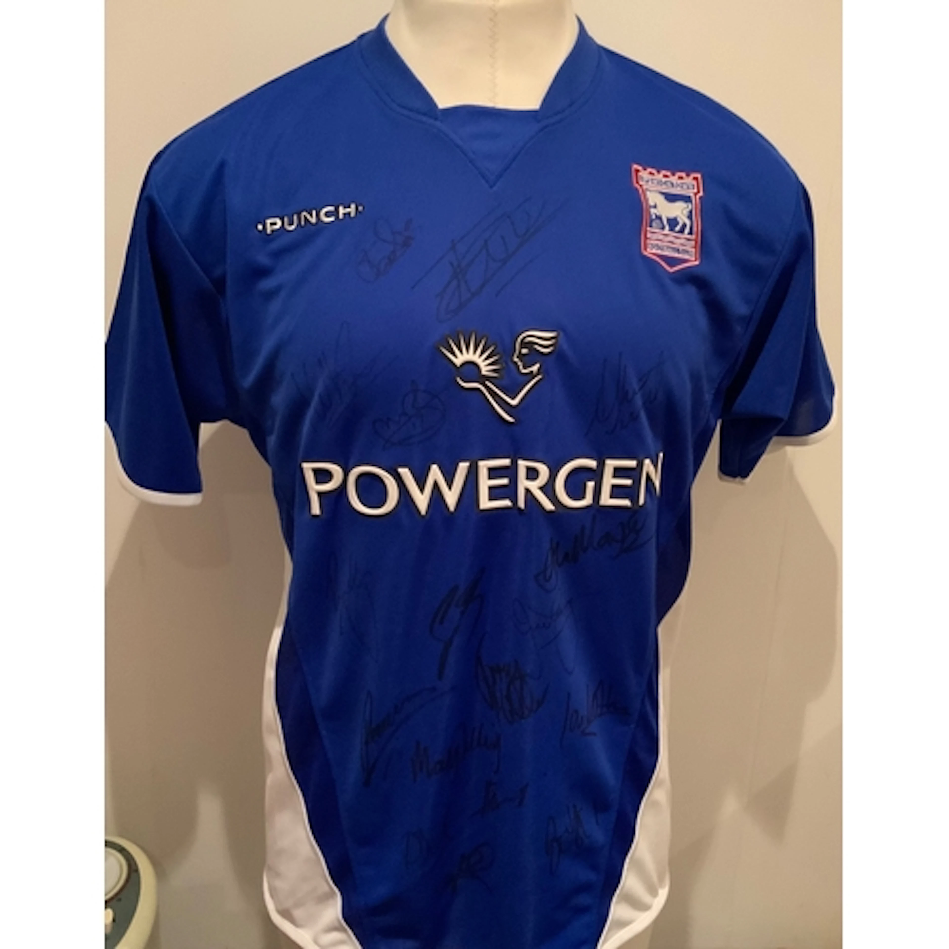 2003 - 2004 Ipswich Town Signed Football Shirts: Home and aw...