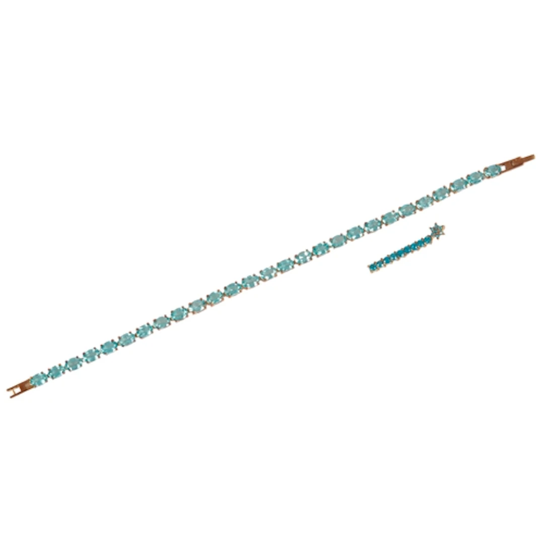 An apatite line bracelet and pendant, the bracelet composed ...