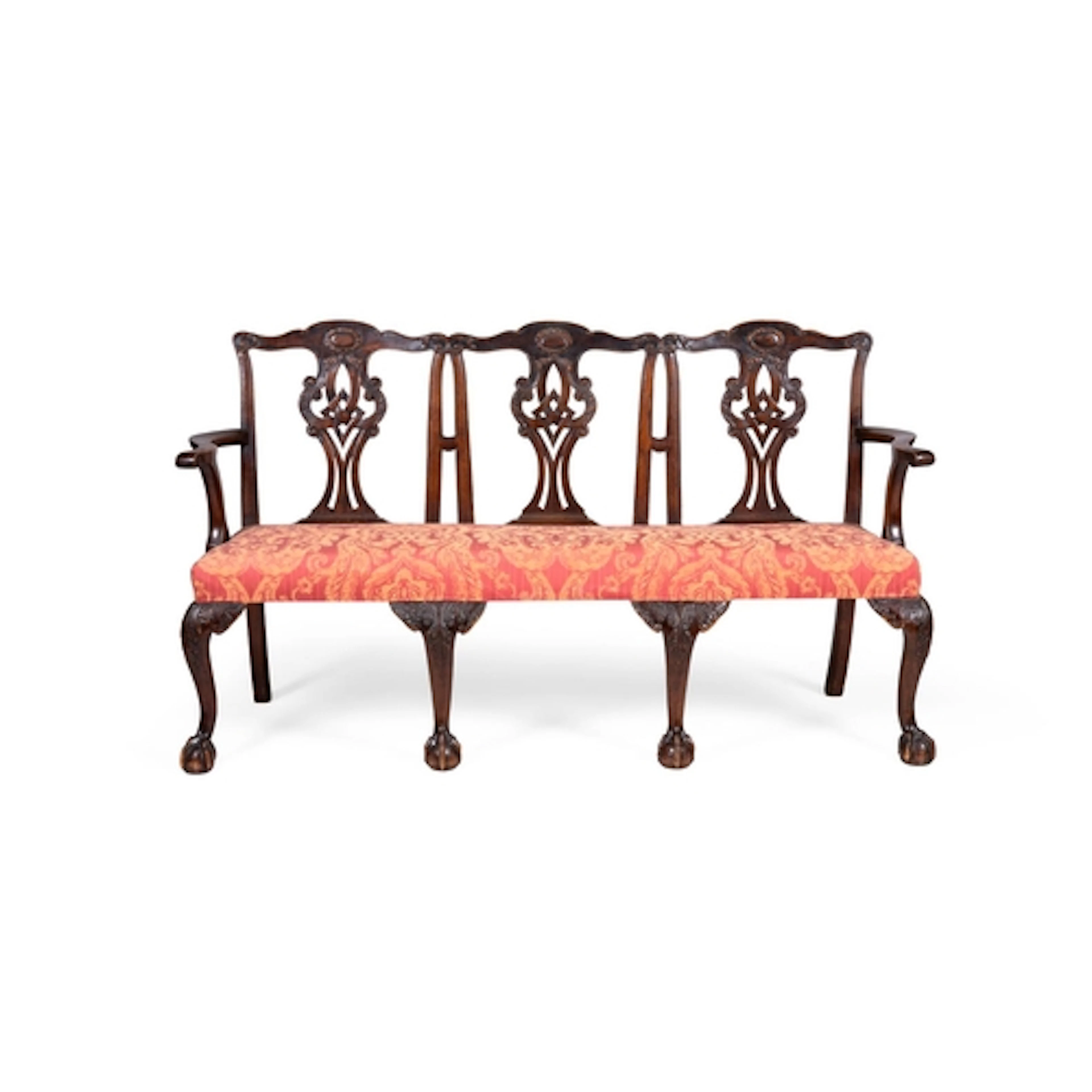 A triple chair back settee, in 18th century style, second ha...