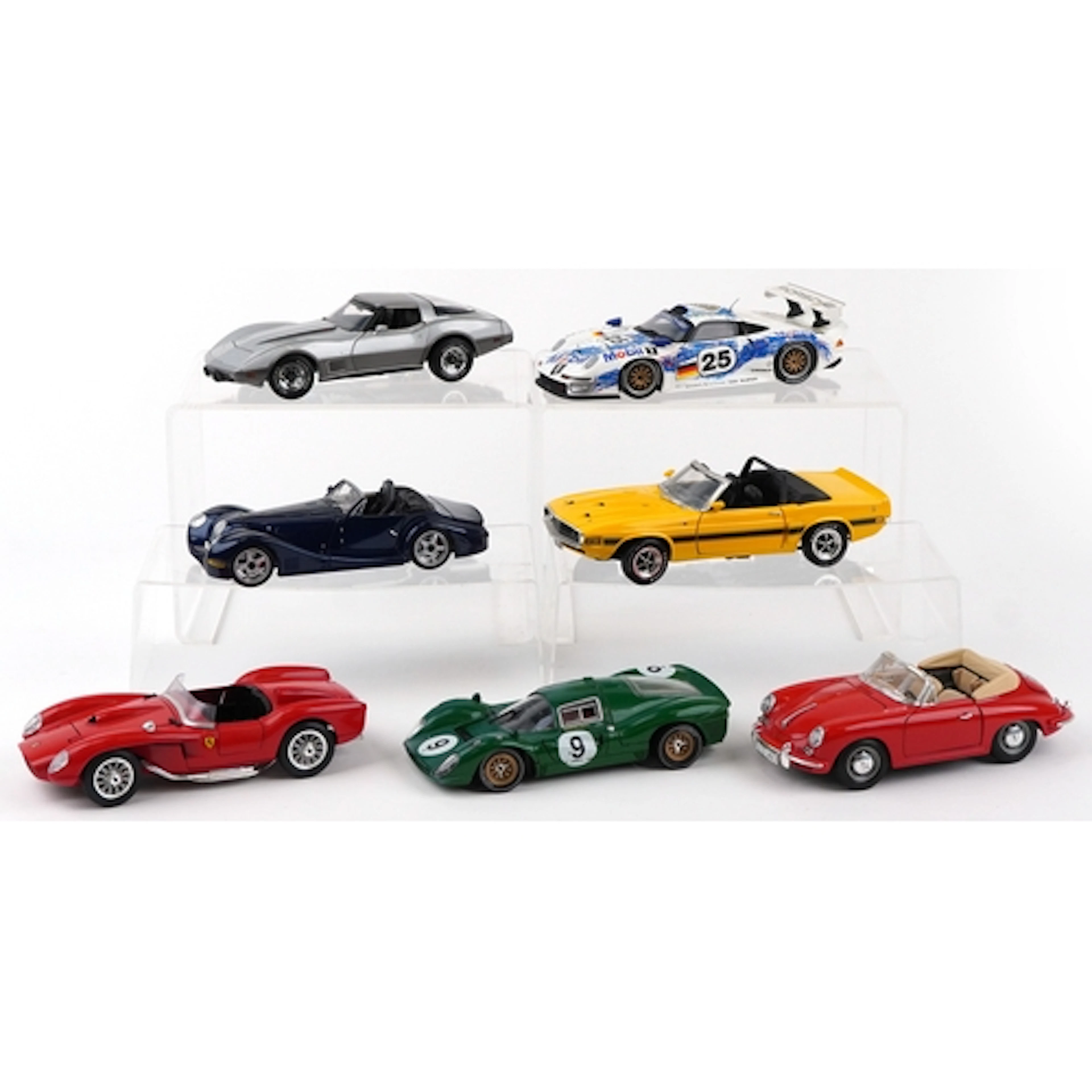 Seven 1/18 scale diecast collector's vehicles including 1978...