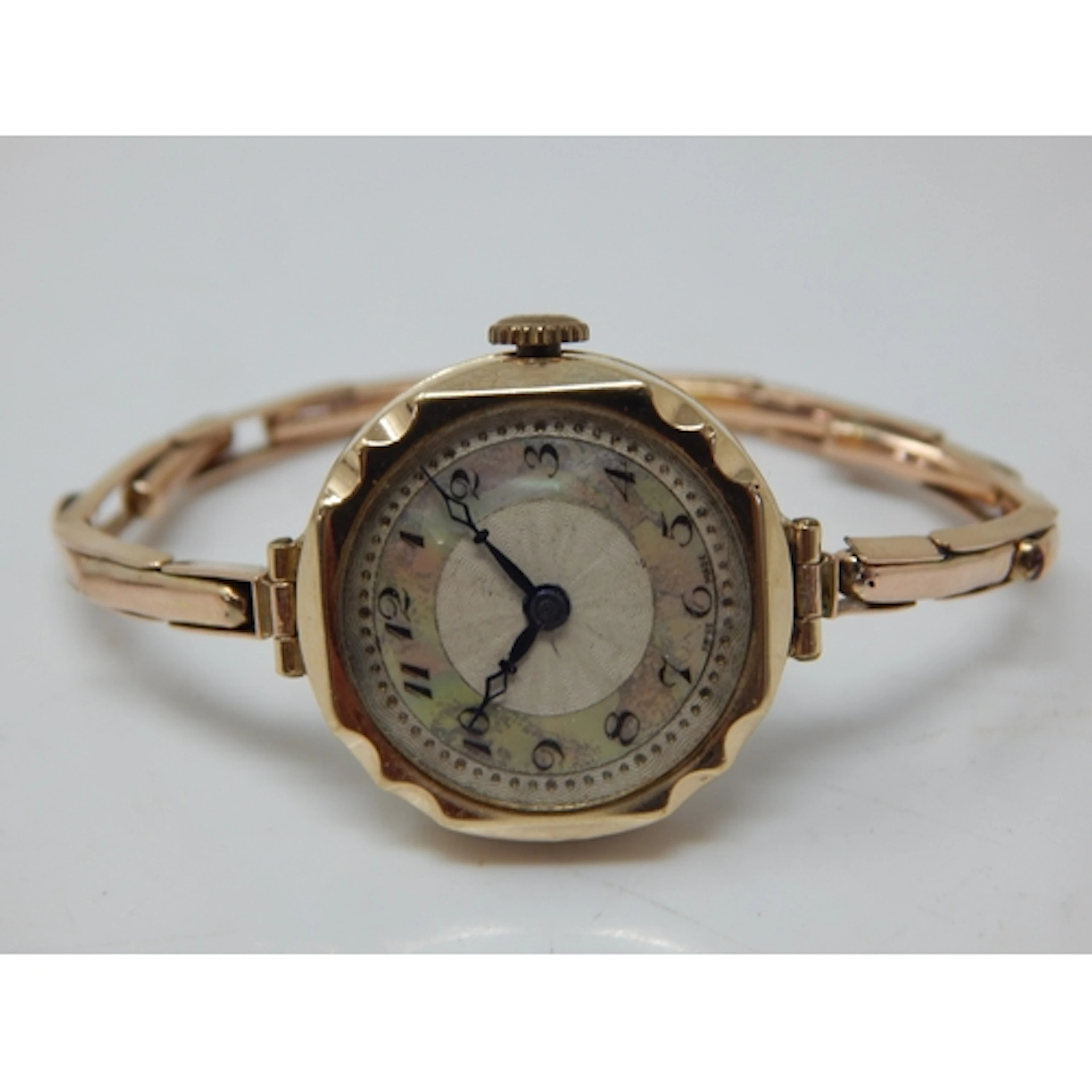 9ct Gold Ladies Wristwatch with Mother of Pearl Dial on 9ct ...