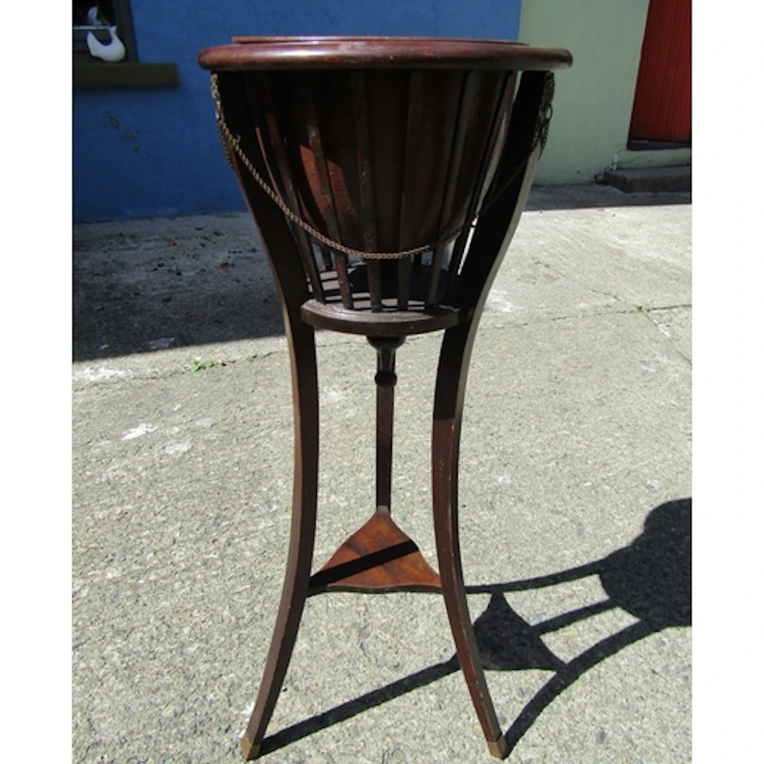 Edwardian Mahogany Jardiniere with Brass Mounts Full Size