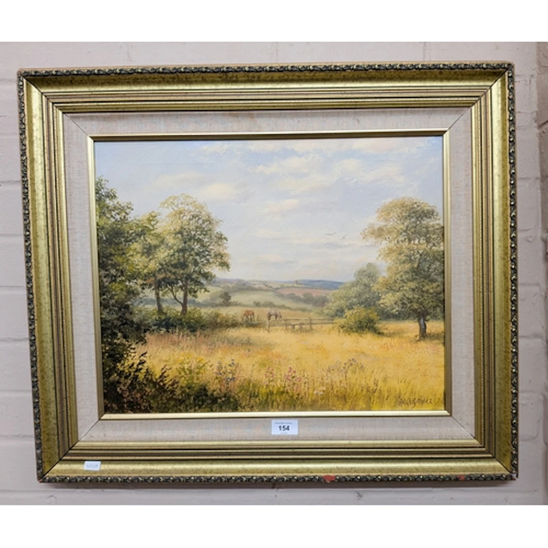 A modern oil on canvas of a meadow scene signed A Hells-Pric...