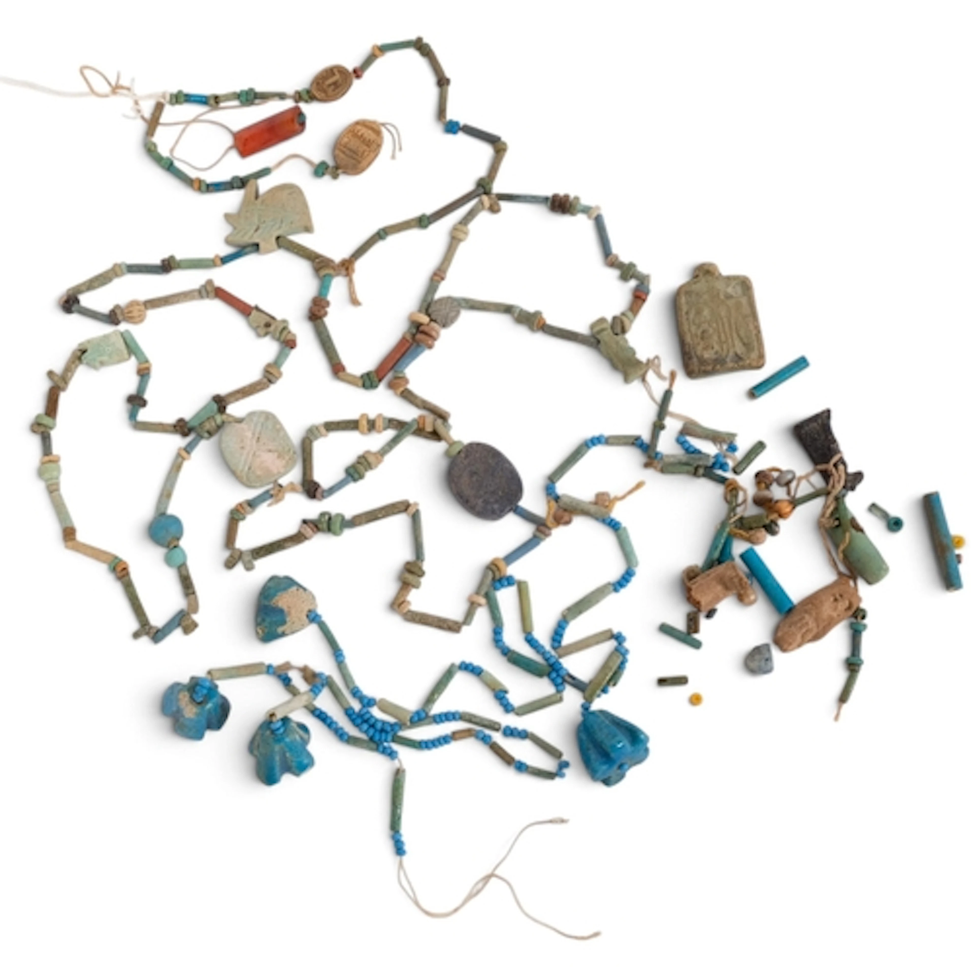 An Ancient Egyptian faience bead amulet necklace